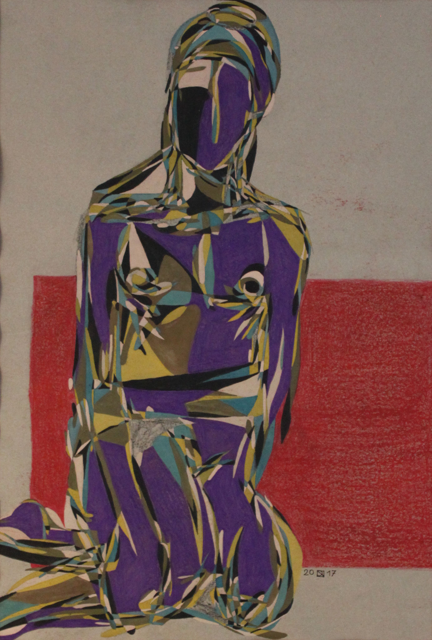 Mädchen mit Turban,  Aquarell und Buntstift auf Papier, 2017, 59 cm x 42 cm