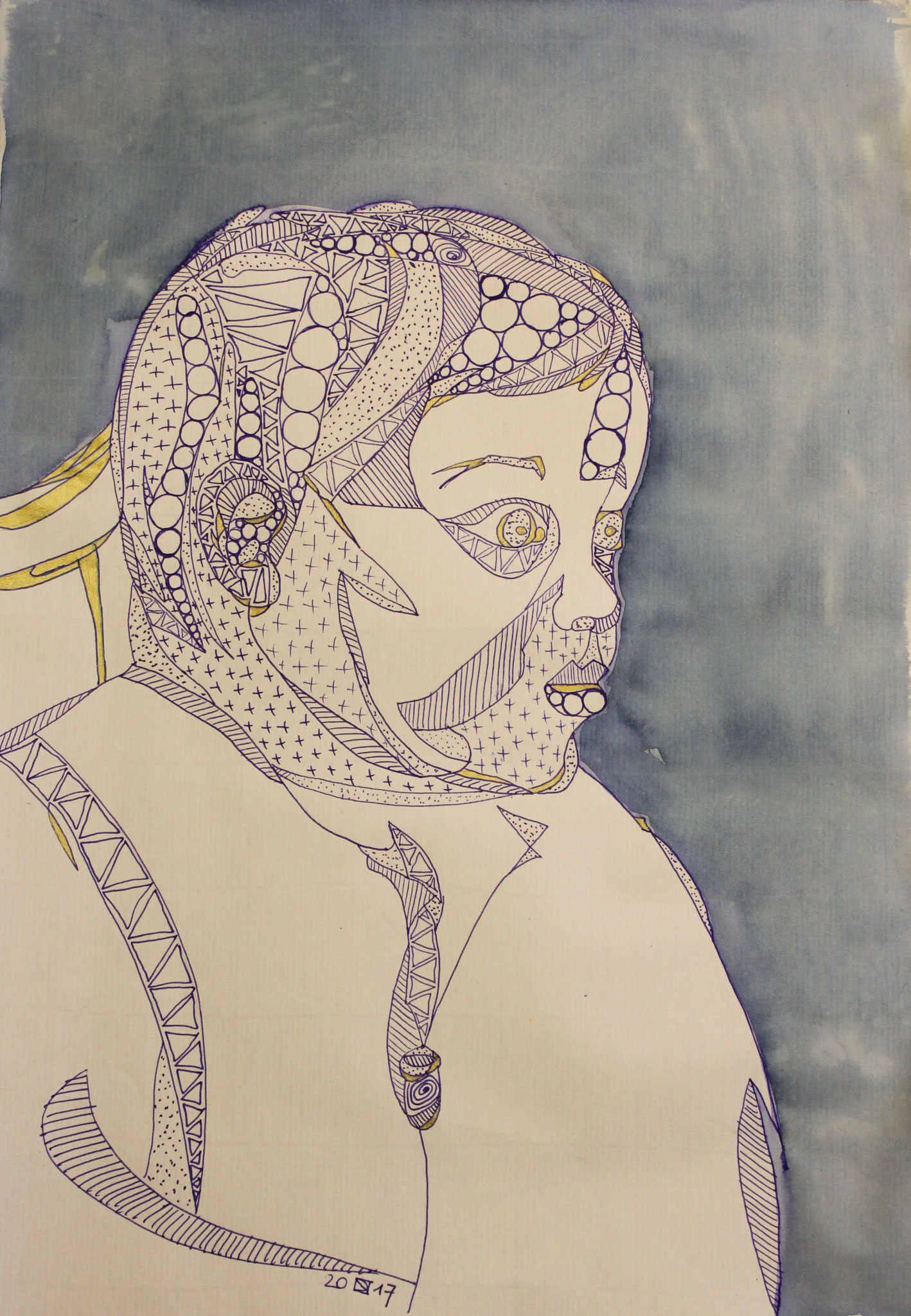 Edvard, Tinte und Fineliner auf Papier, 42 cm x 29 cm, 2017