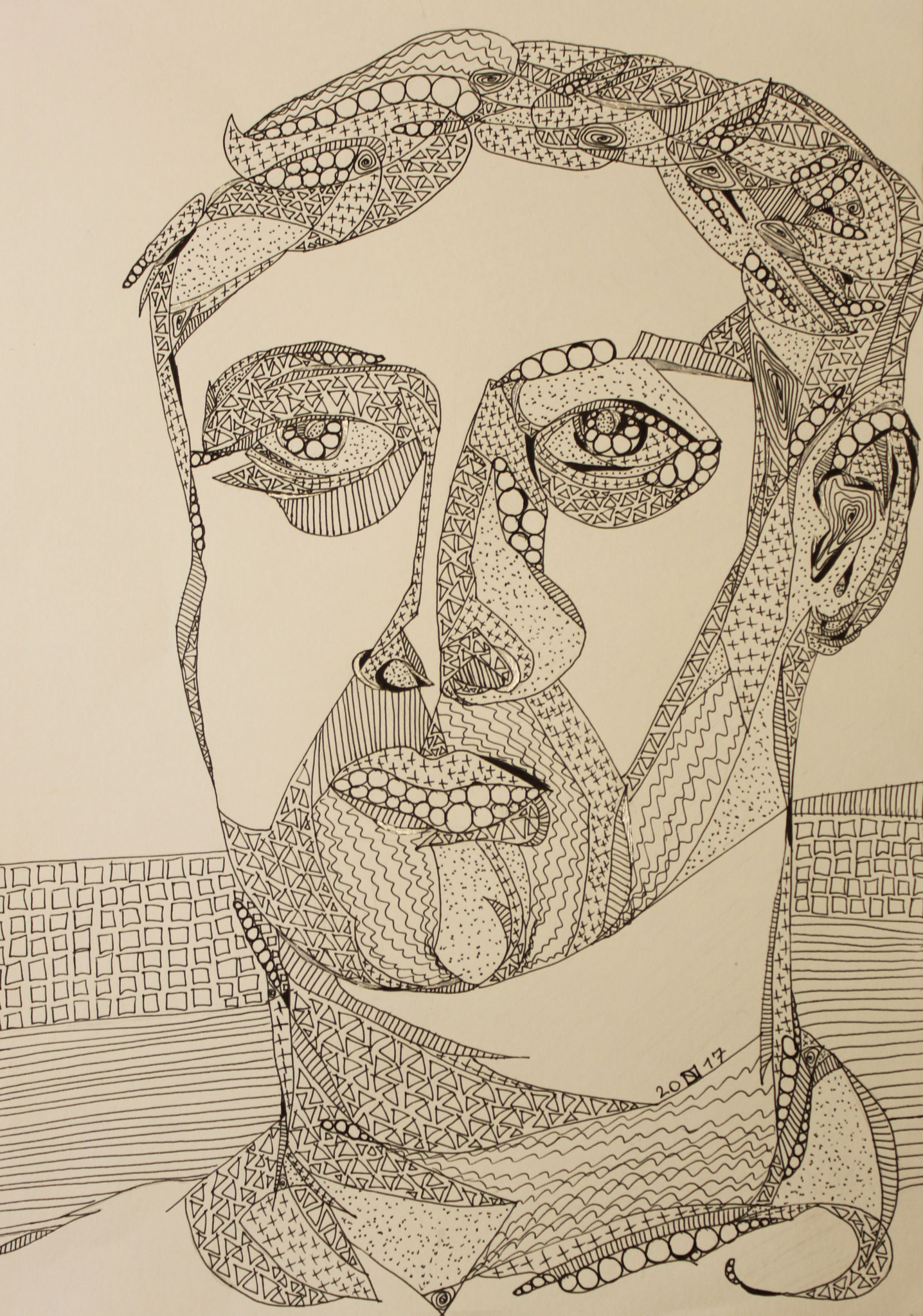 Drahthenrik, Fineliner und Silbertinte auf Papier, 42 cm x 29 cm, 2017