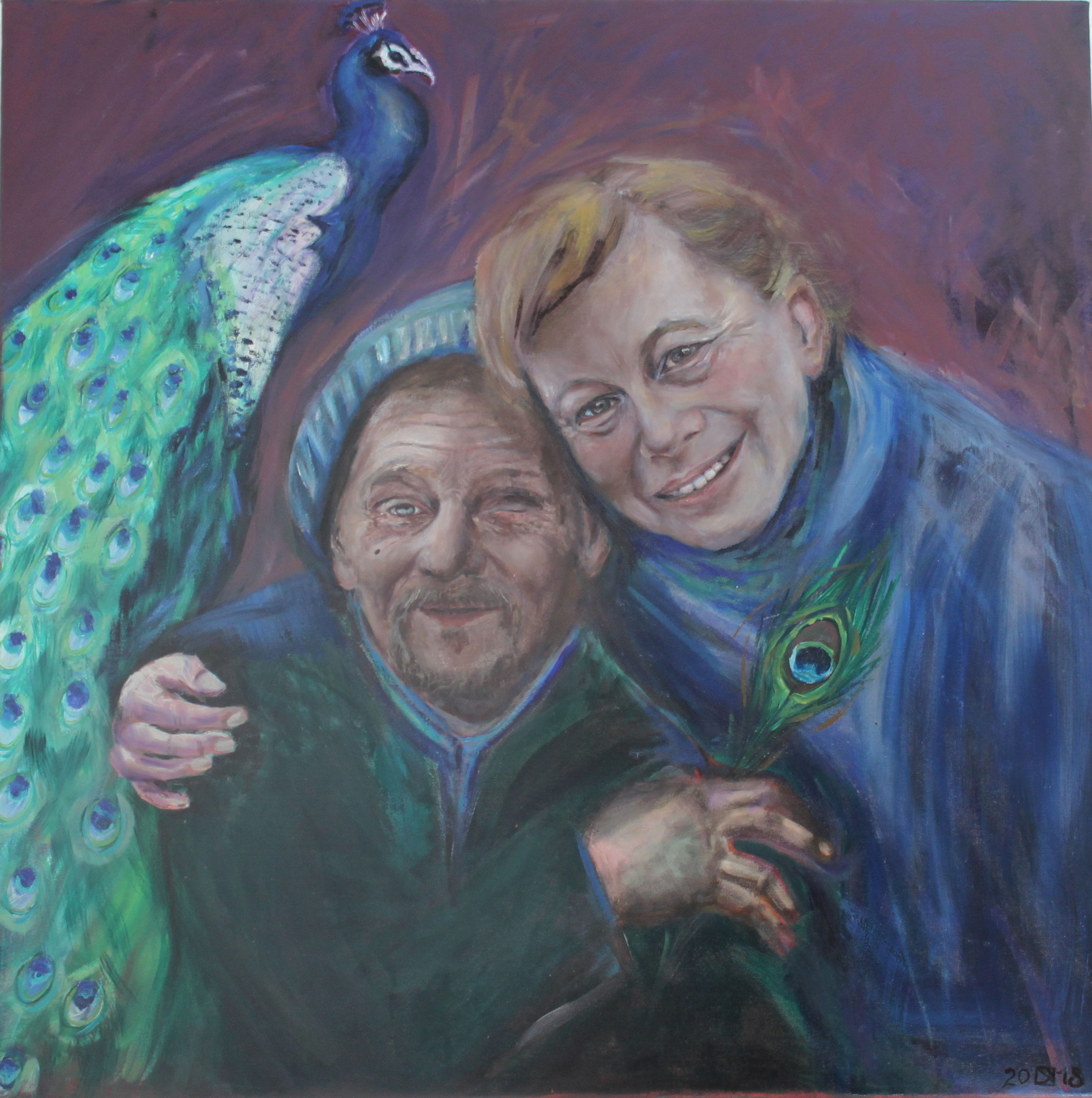 Janek und Nicole, 2018, Öl auf Leinwand, 80 cm x 80 cm x 4 cm
