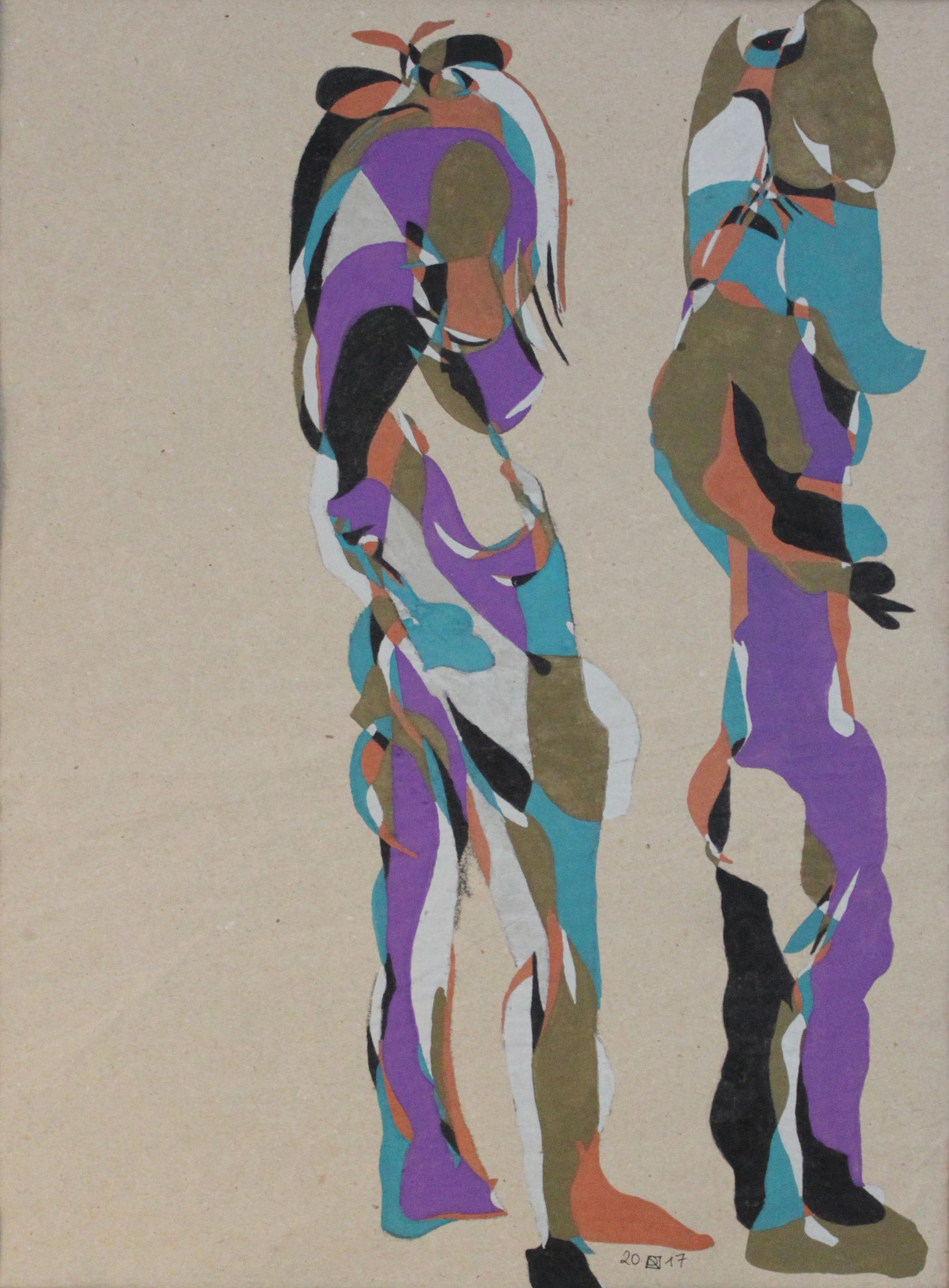 Satyrpärchen, Aquarell und Buntstift auf Papier, 2017, 47 cm x 34 cm