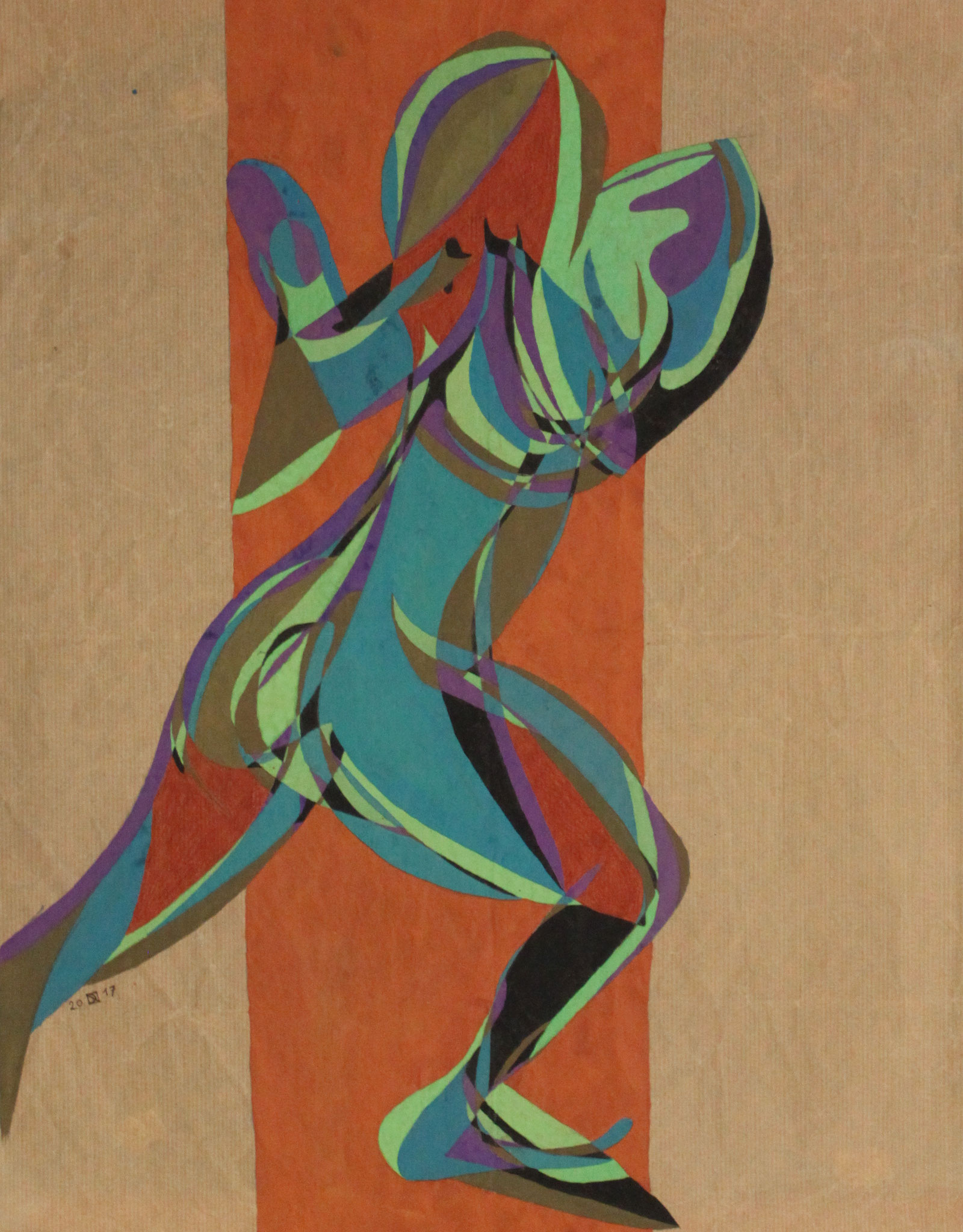 Running,  Aquarell und Buntstift auf Papier, 2017, 62 cm x 49 cm