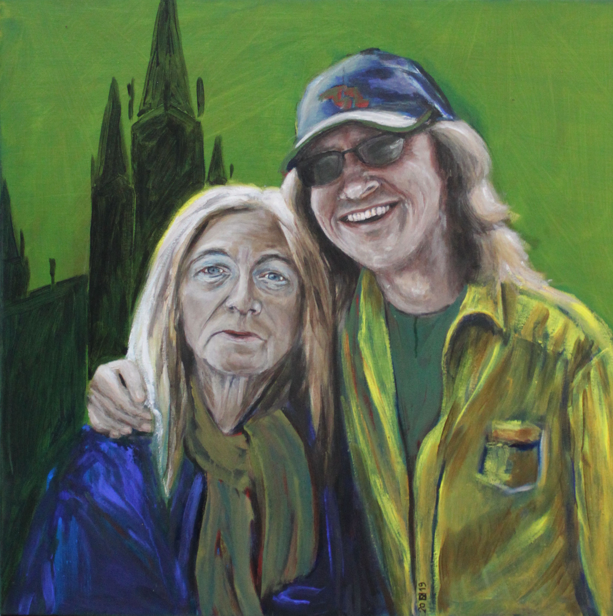 Sigrun und Nouk, 2019, Öl auf Leinwand, 80 cm x 80 cm x 4 cm