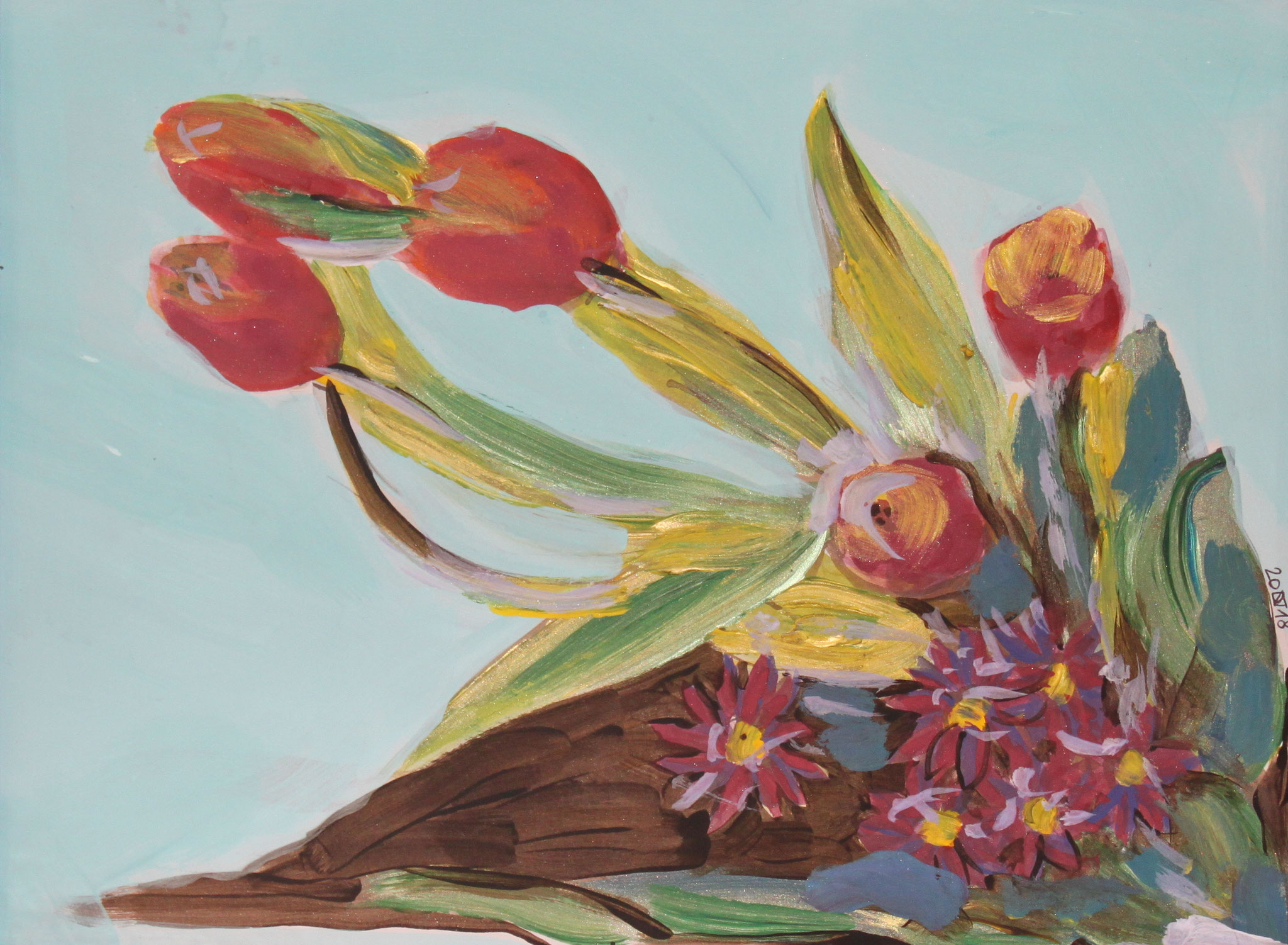 Tulpen, 2018, Gouache und Aquarell auf Papier, 30 cm x 42 cm