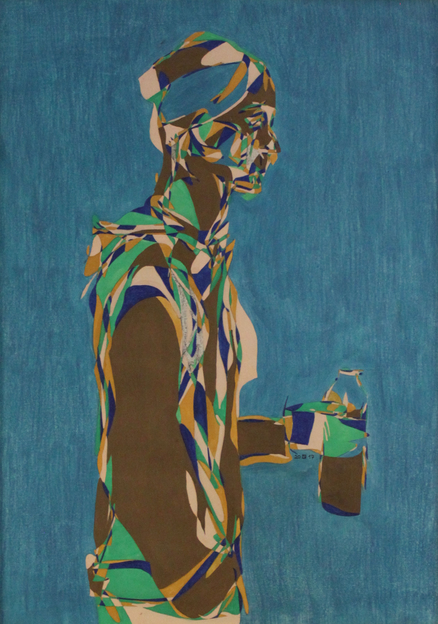 Der Zeichenlehrer, Aquarell und Buntstift auf Papier, 2017, 59 cm x 42 cm