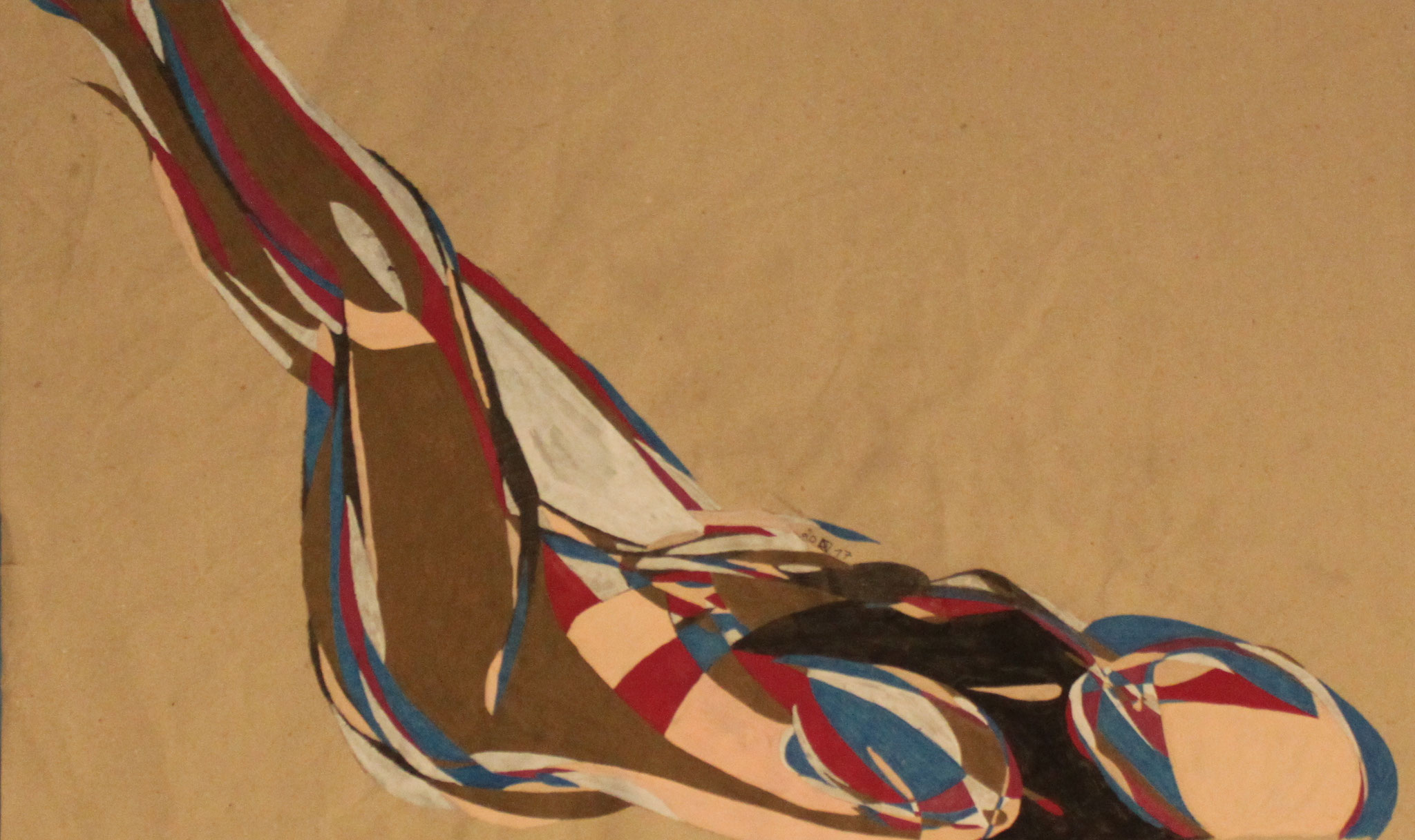 Lying, Aquarell und Buntstift auf Papier, 2017,  42 cm x 70 cm