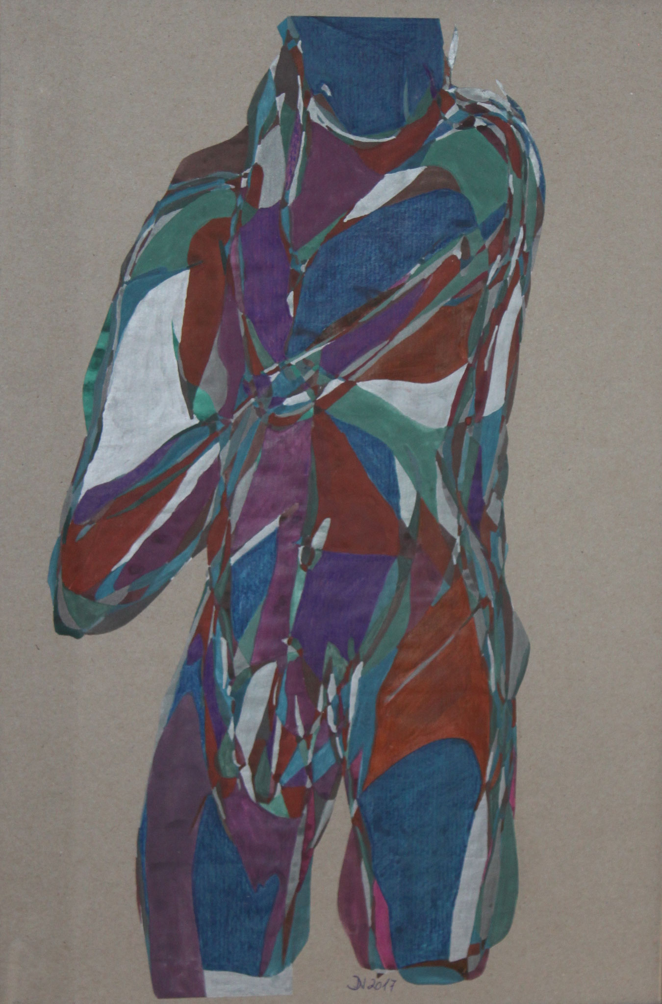 Torso, Aquarell und Buntstift auf Papier, 2017, 42 cm x 29 cm