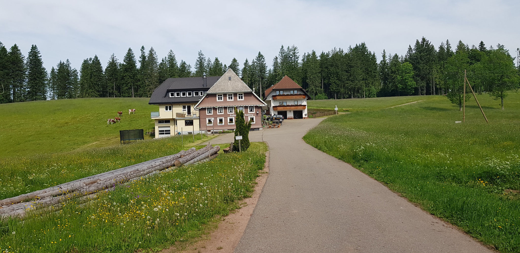 Wasserscheiden-Kammweg mit Gasthof Engel.