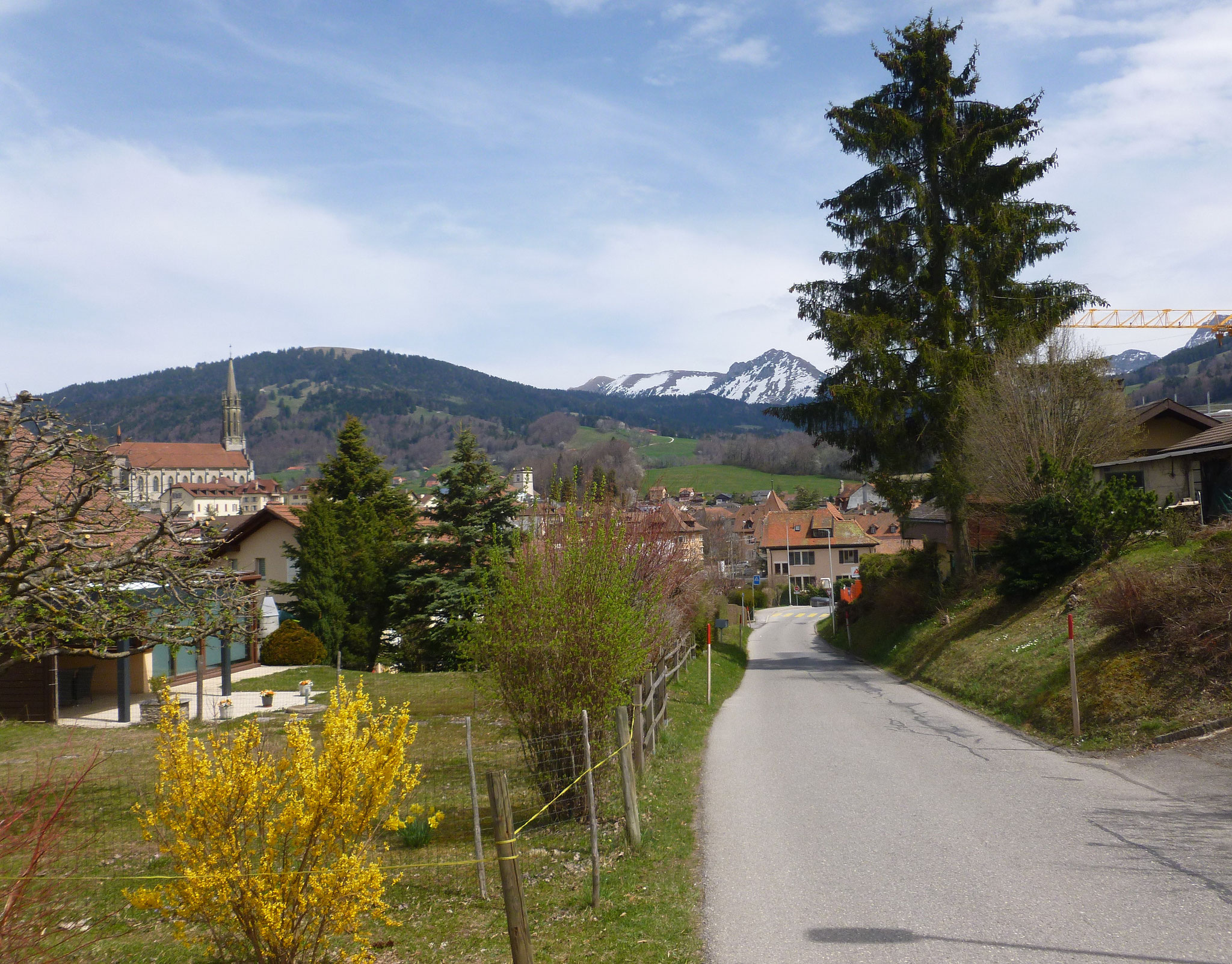 Châtel St-Denis, hinten Moléson mit Teysachaux.