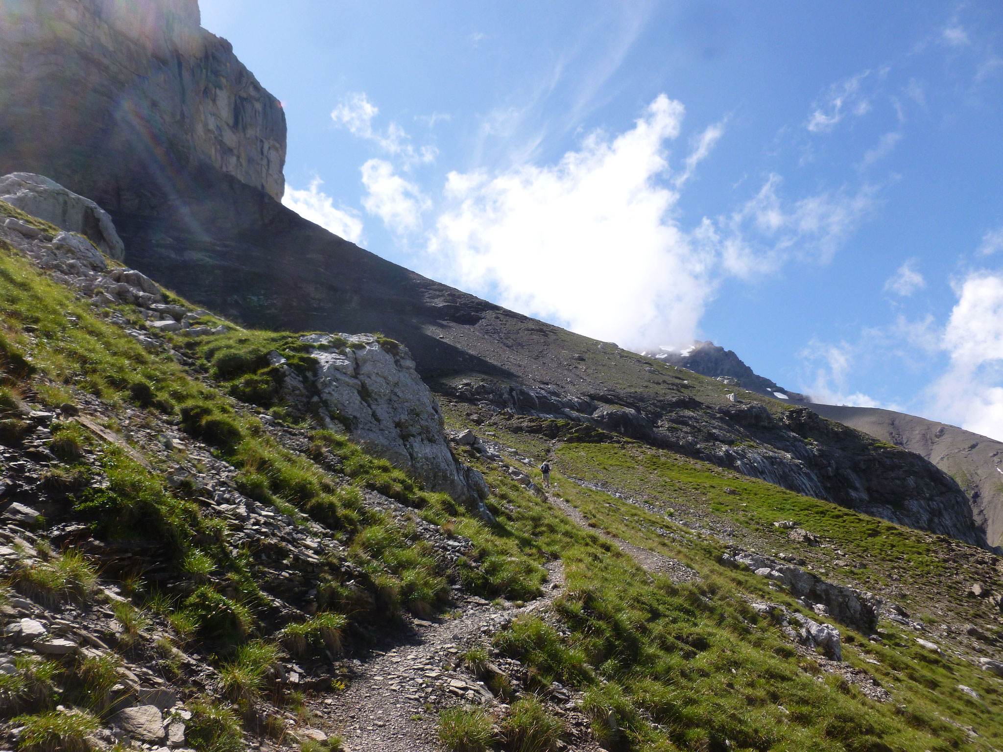 Unter dem Gemskopf. Beginn der Traverse.