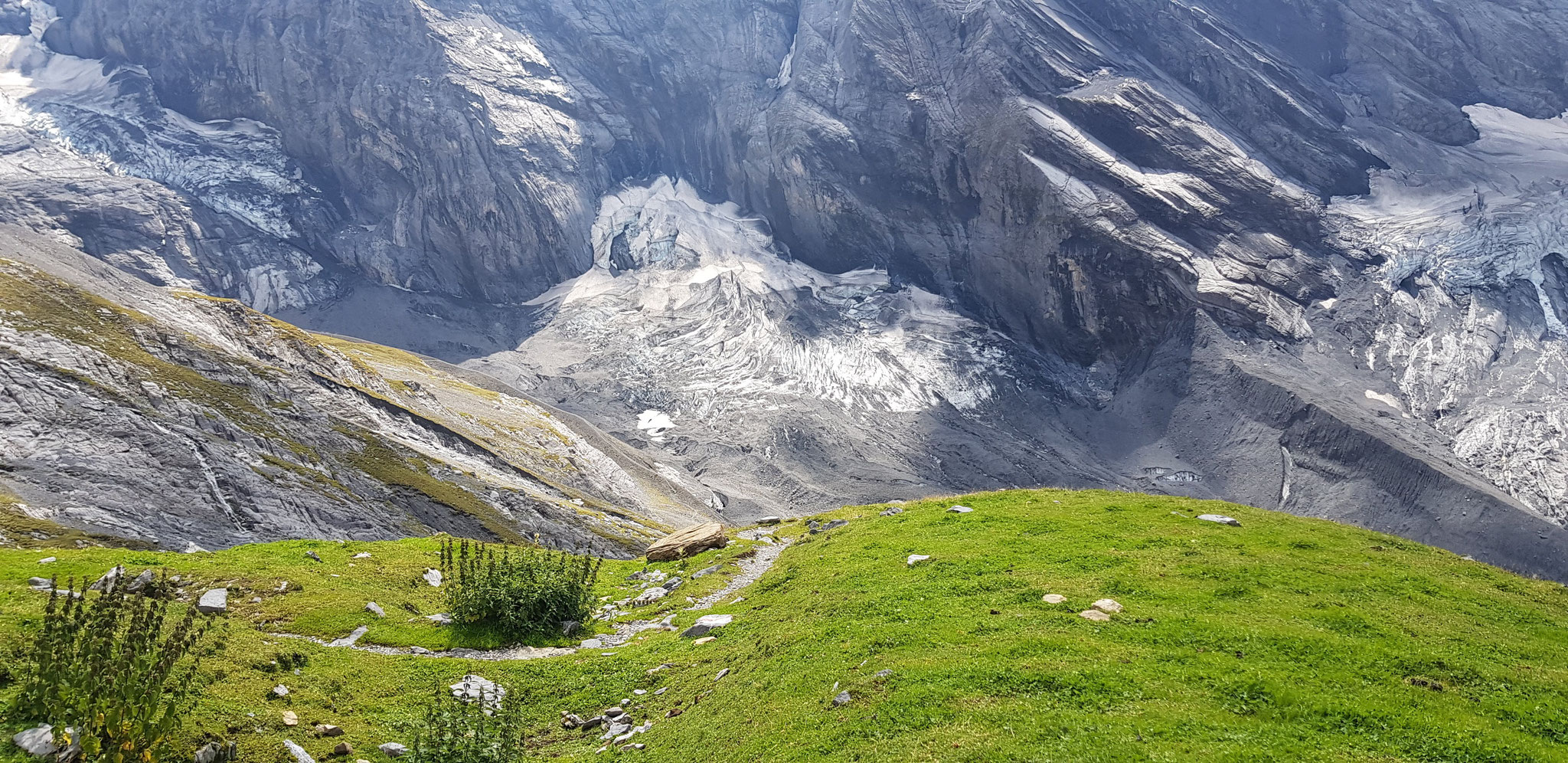 Zwischen Gletscher und Gspaltenhornhütte.