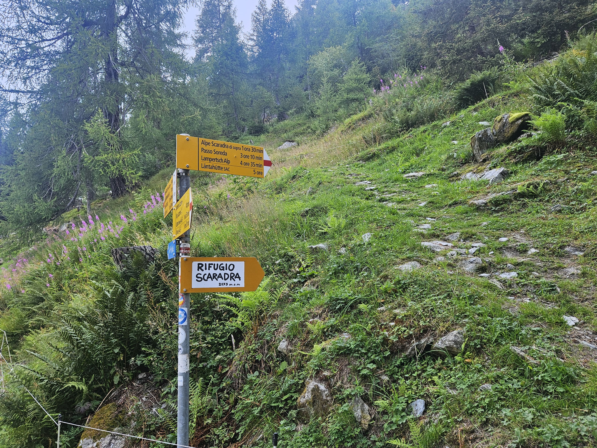 Garzott, Abzweigung zu Scaradra-Alp und Soredapass.