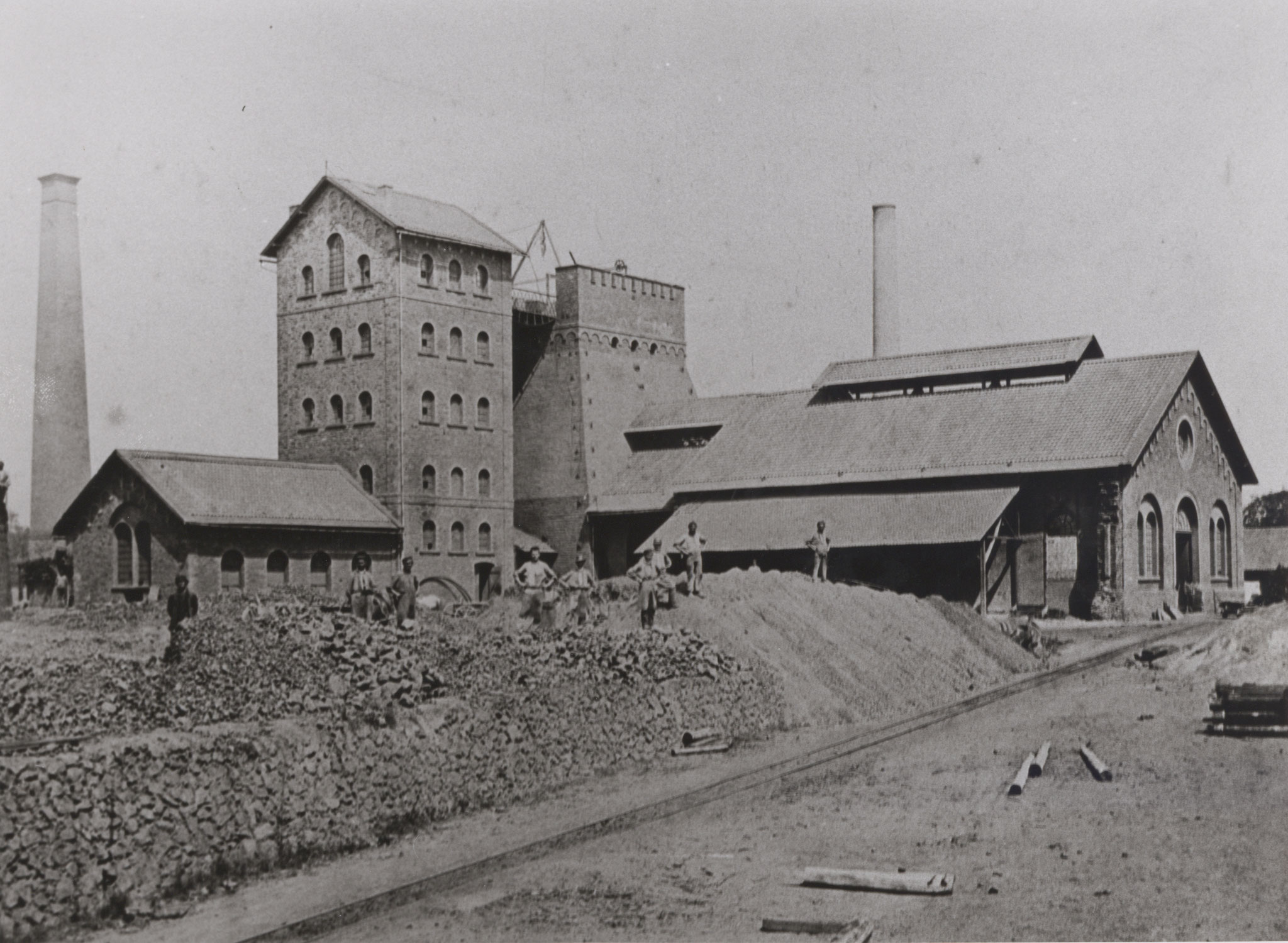 The Mülhofen ironworks with its workforce, around 1869.