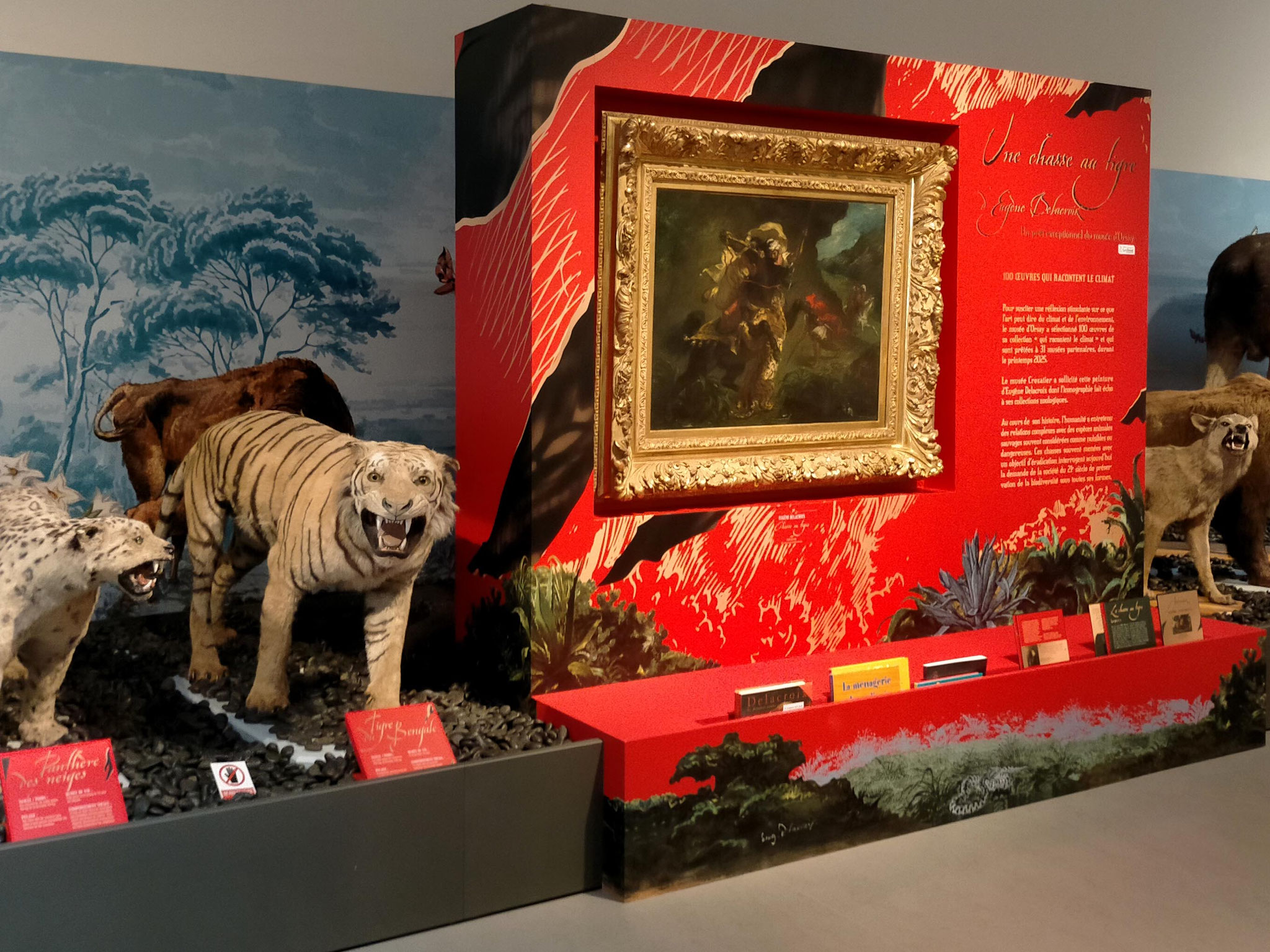 Dispositif pour "Chasse au tigre" d'Eugène Delacroix, "Cent œuvres qui racontent le climat", prêt exceptionnel du musée d'Orsay, musée Crozatier