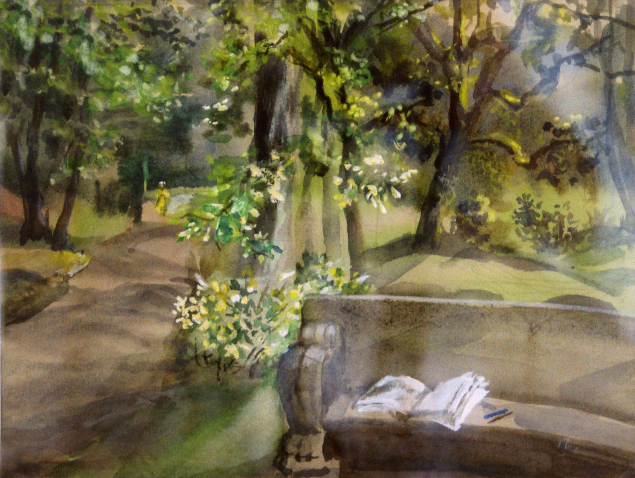 Exedra am Ruinenberg von Sanssouci.  1997. Papier, Aquarell.