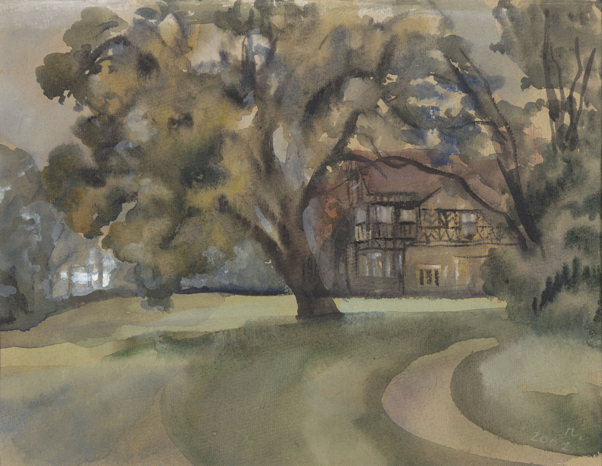 Nach dem Regen. Blick auf Charlottenhof. 1998. Papier, Aquarell.