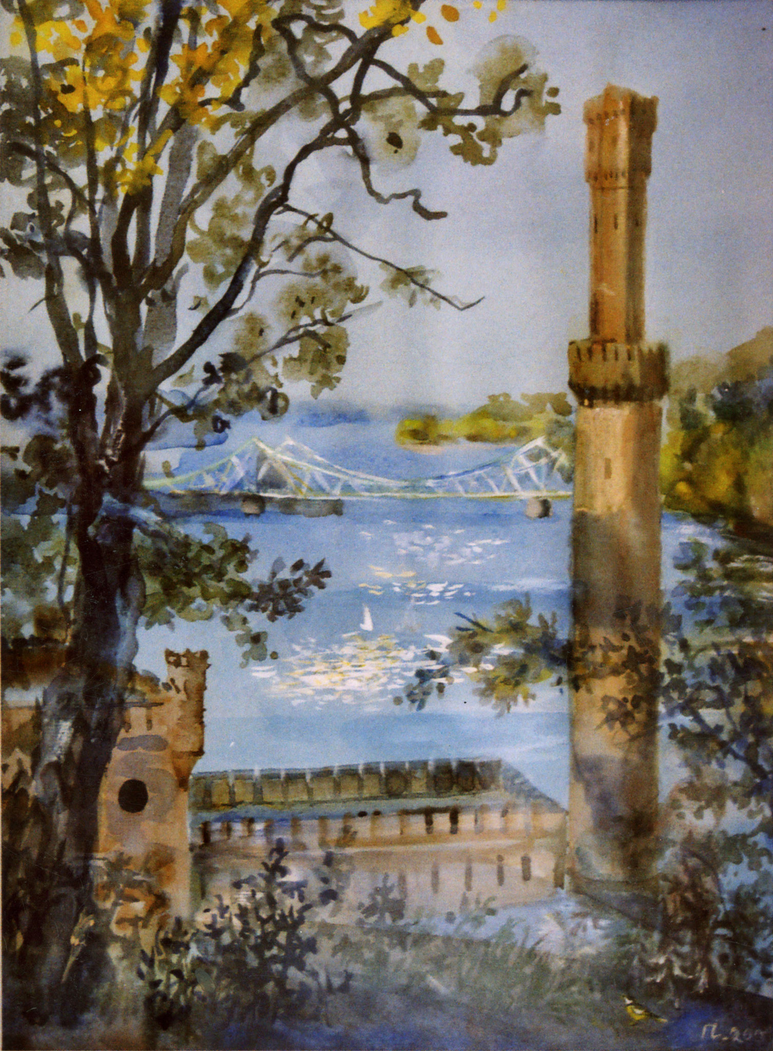 Dampfmaschinenhaus. 2001. Getöntes Papier, Aquarell, Deckweiß.