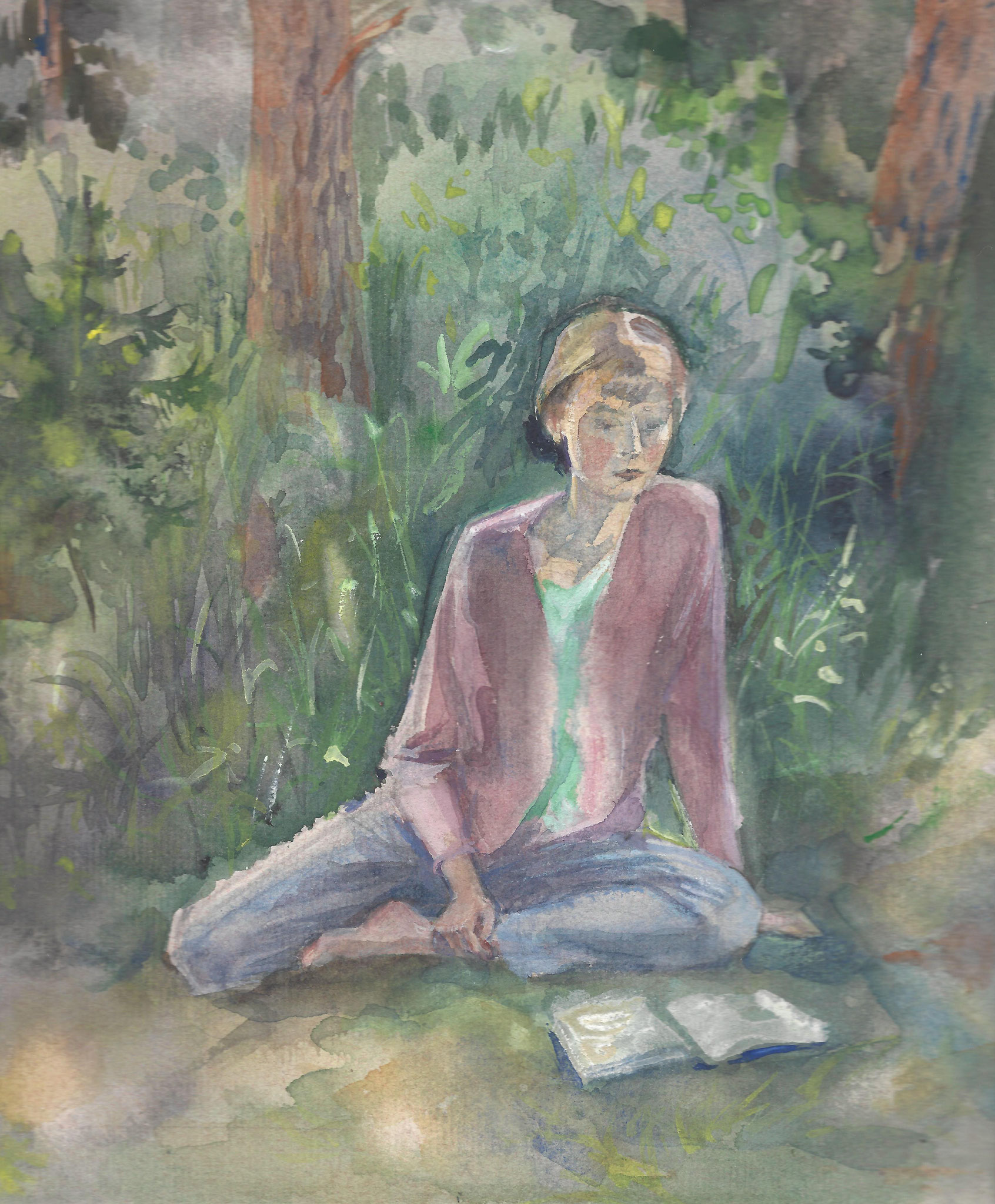 Lisa in the garden. 1996. Paper, water color.