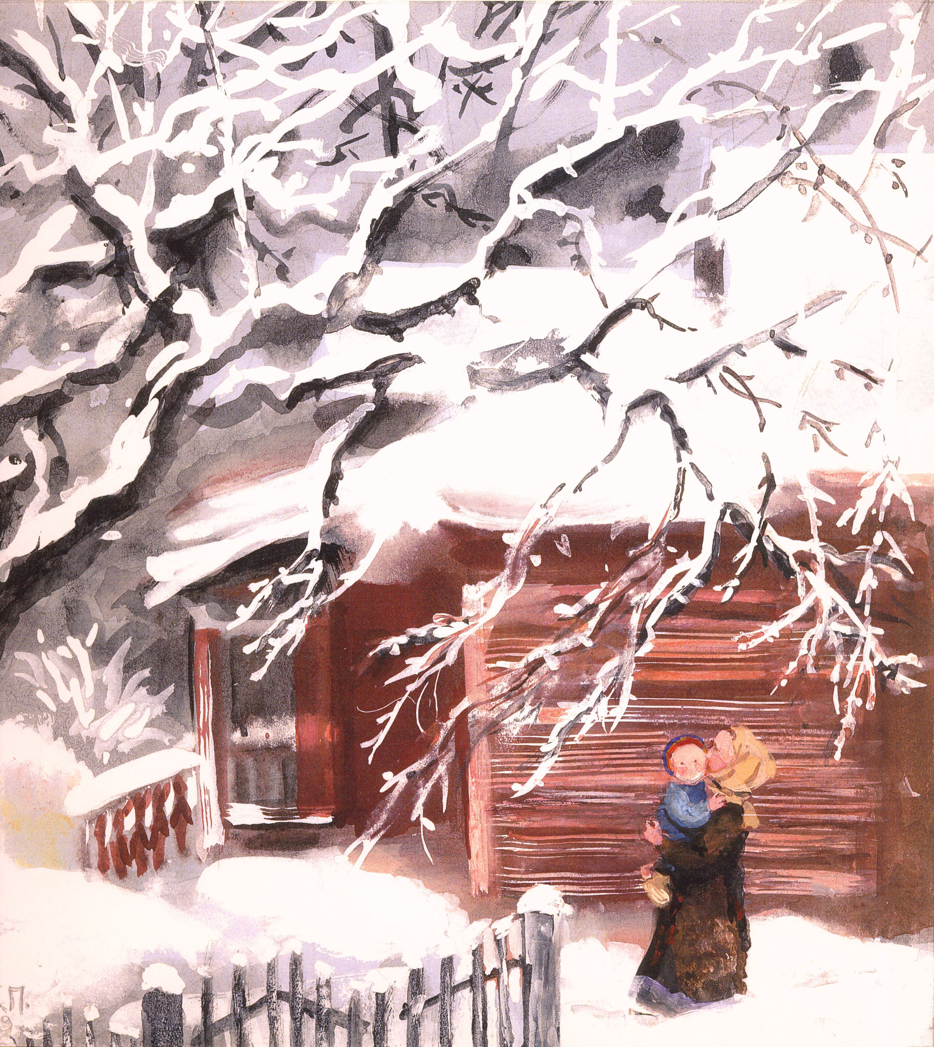 Shuvalovo in winter. 1983. Paper, water color, white.
