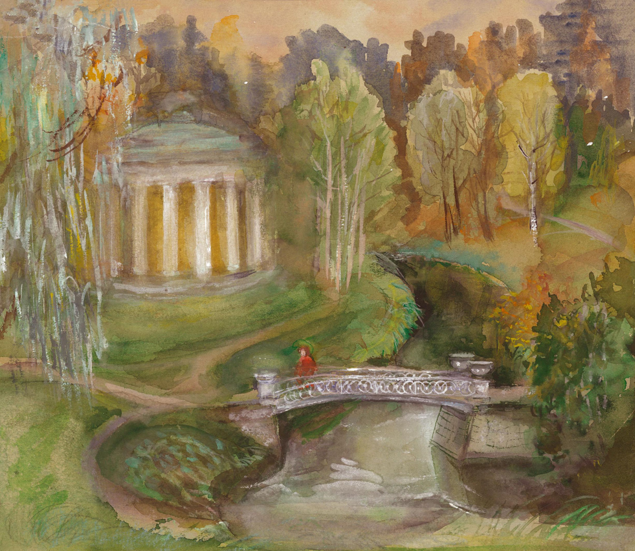 Temple of Friendship in Pavlovsk Park. 2013. Paper, water color.