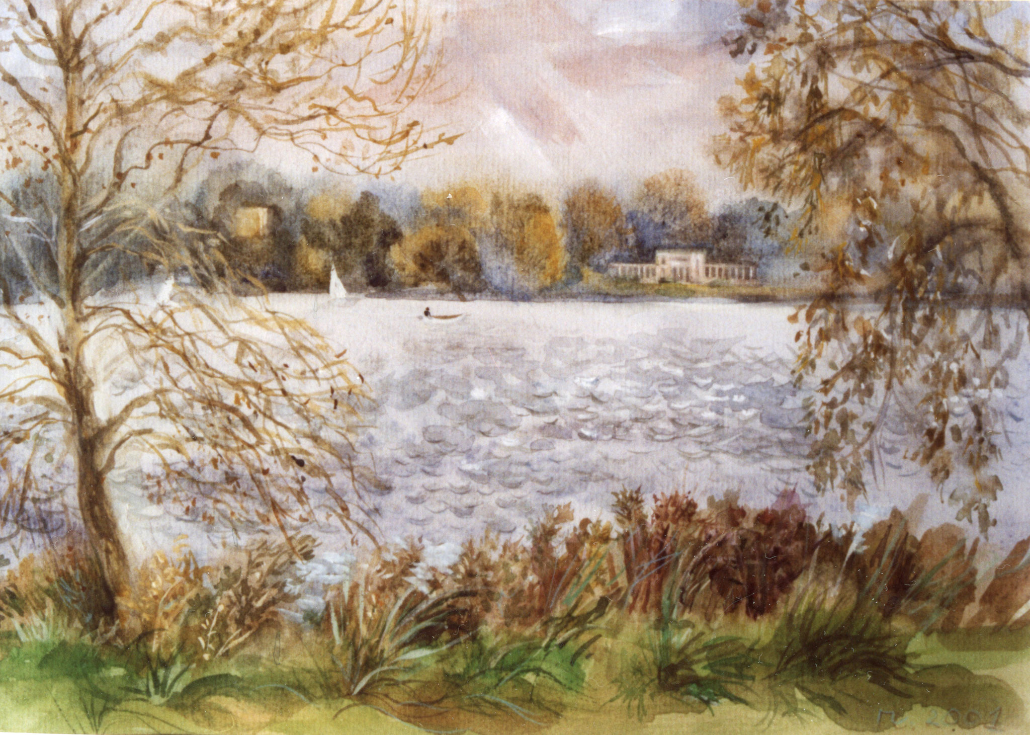 Casino in Glienicke. An der Havel. 2001. Papier, Aquarell.