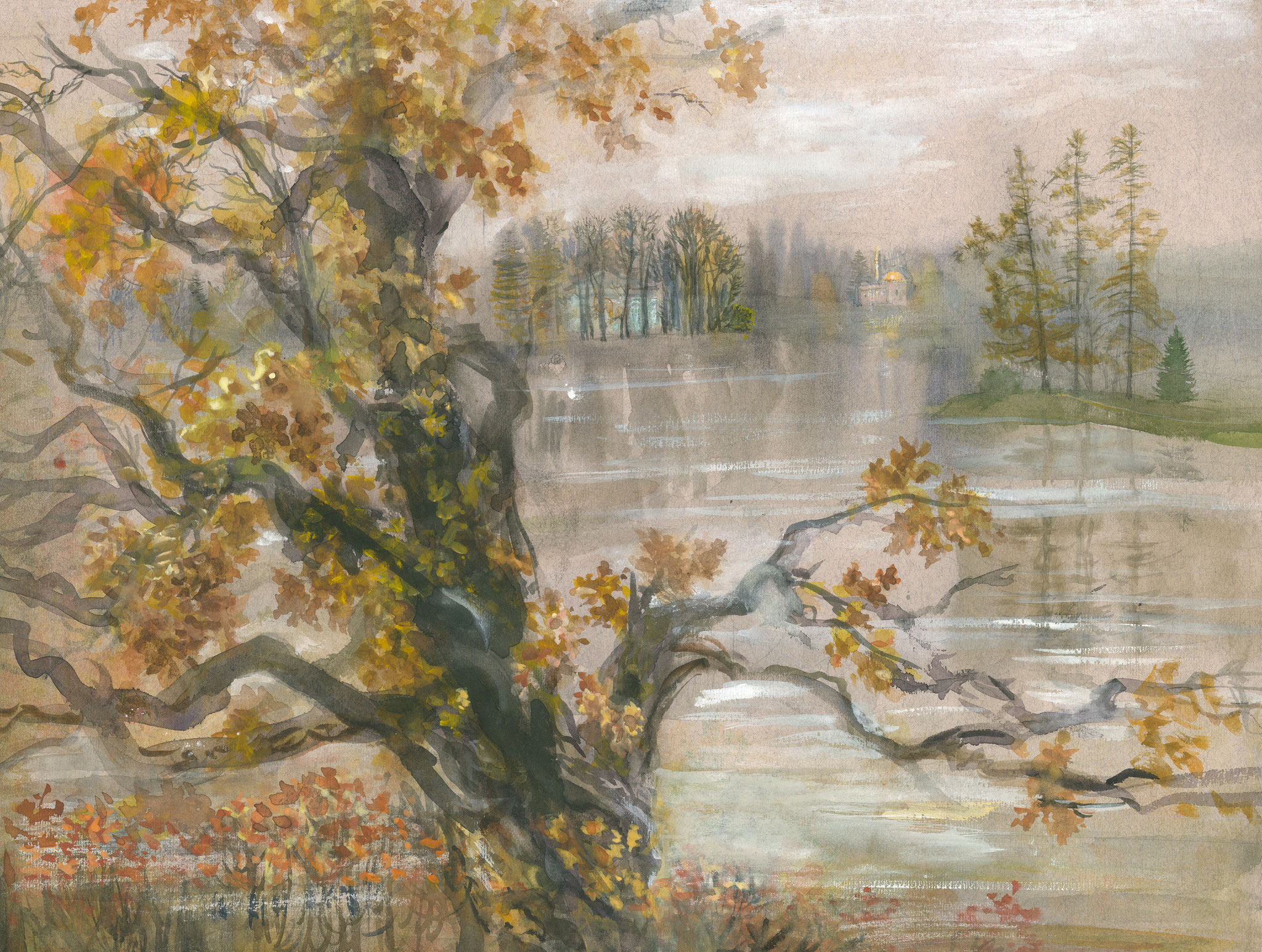 November in Tsarskoye Selo. 2006. Paper, water color.