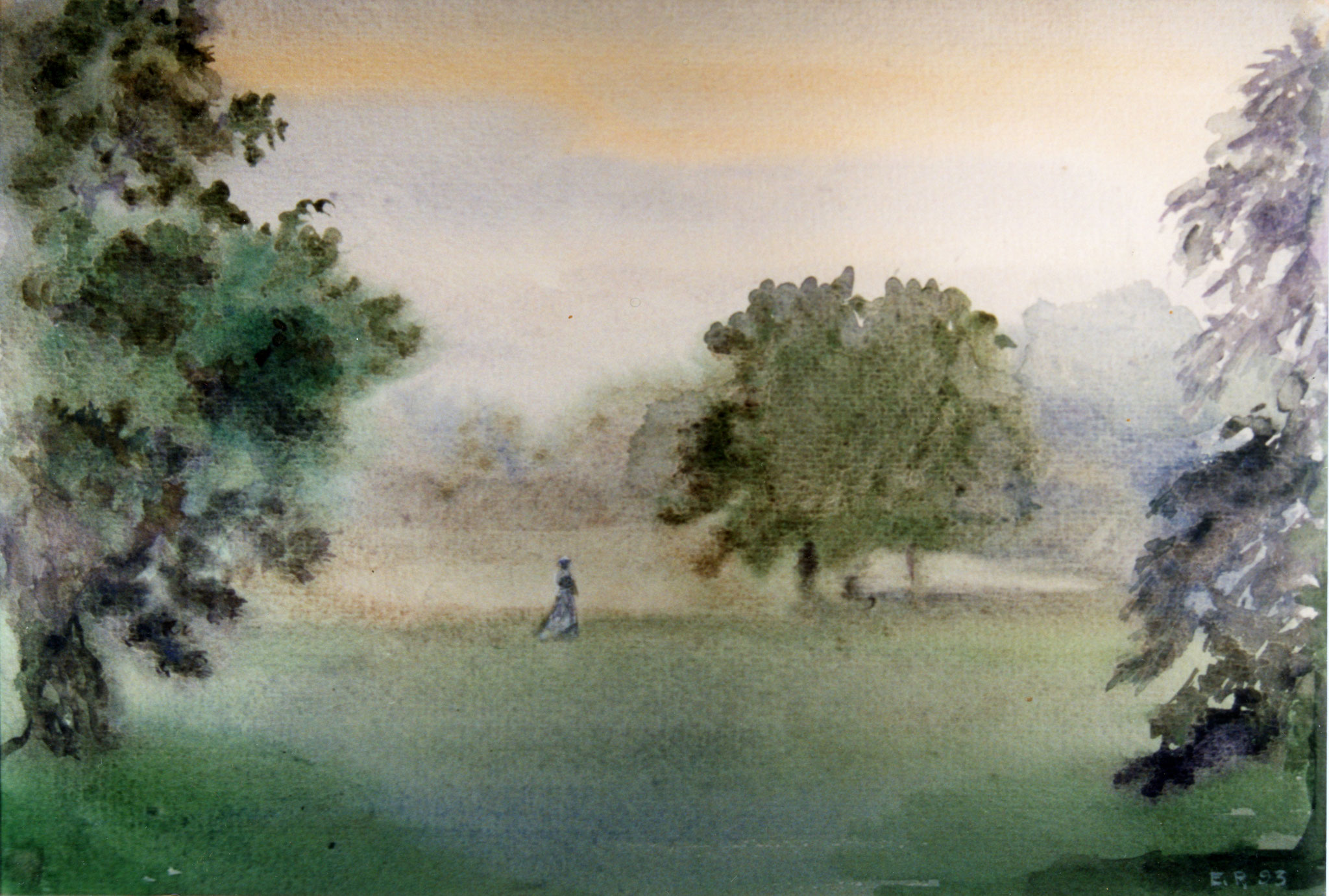 Dame im Charlottenhof. 1998. Papier, Aquarell.