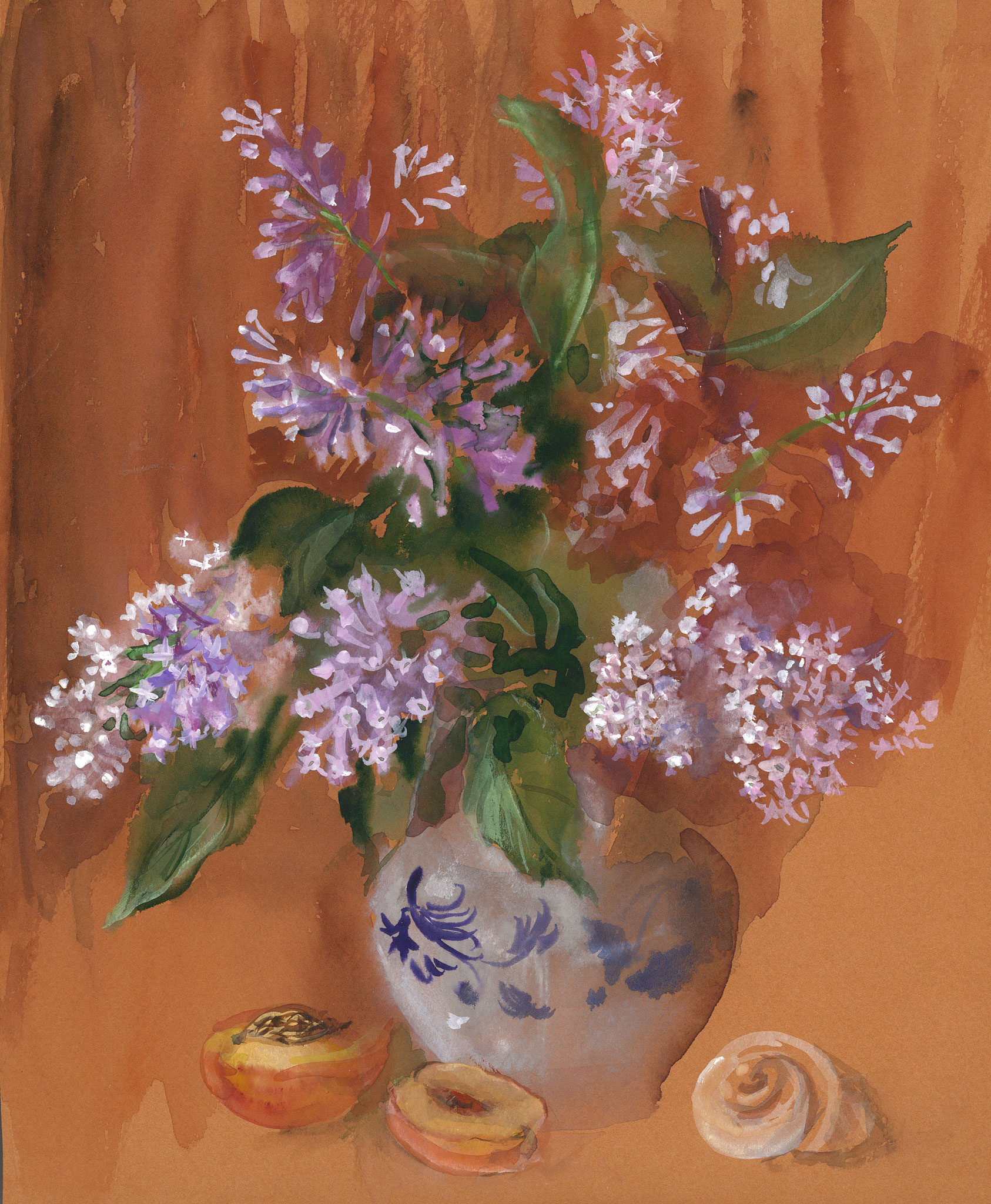 Lilac. 2017. Tinted paper, water color, white.