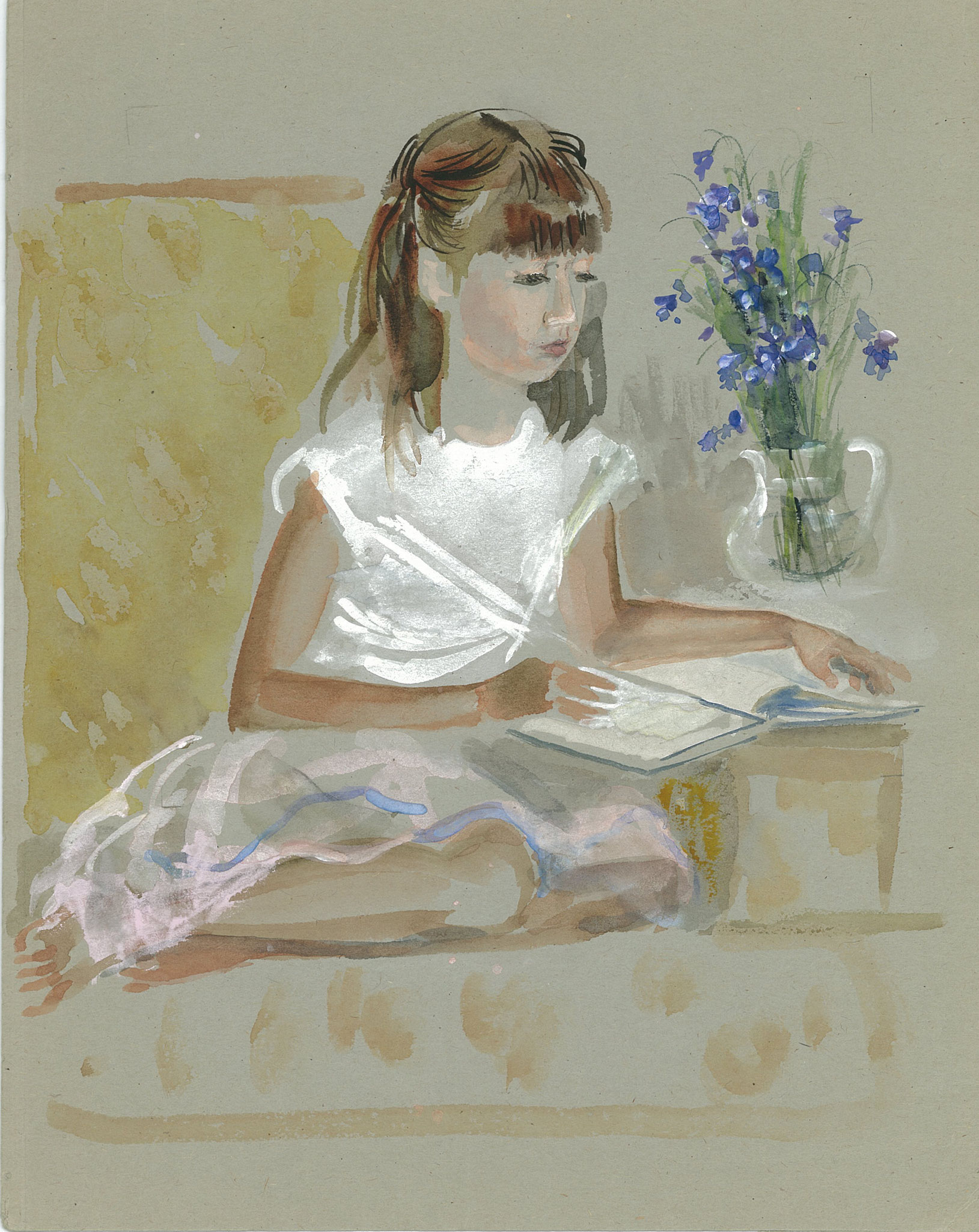 Laura. 1988. Tinted paper, water color, white.