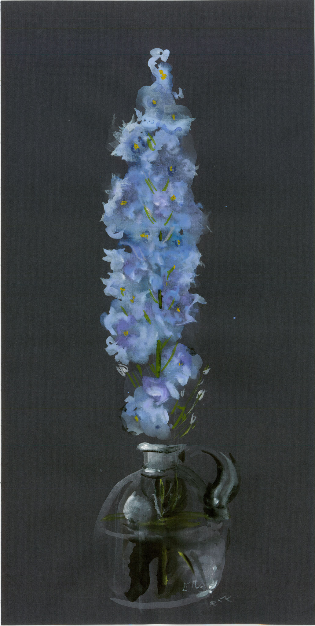 Bunch of flowers. 2017. Tinted paper, water color, white.