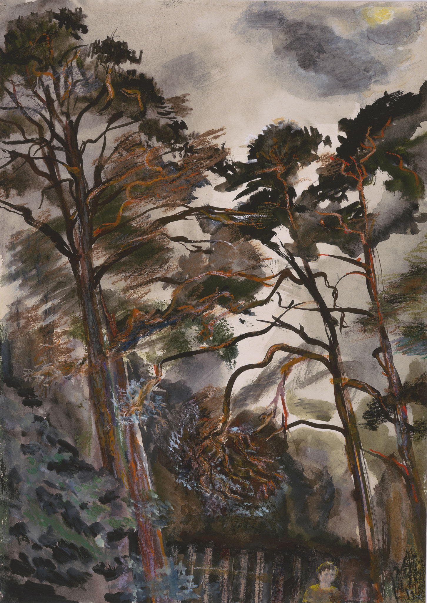 The wind in pine-trees. 1977.  Paper, water color.