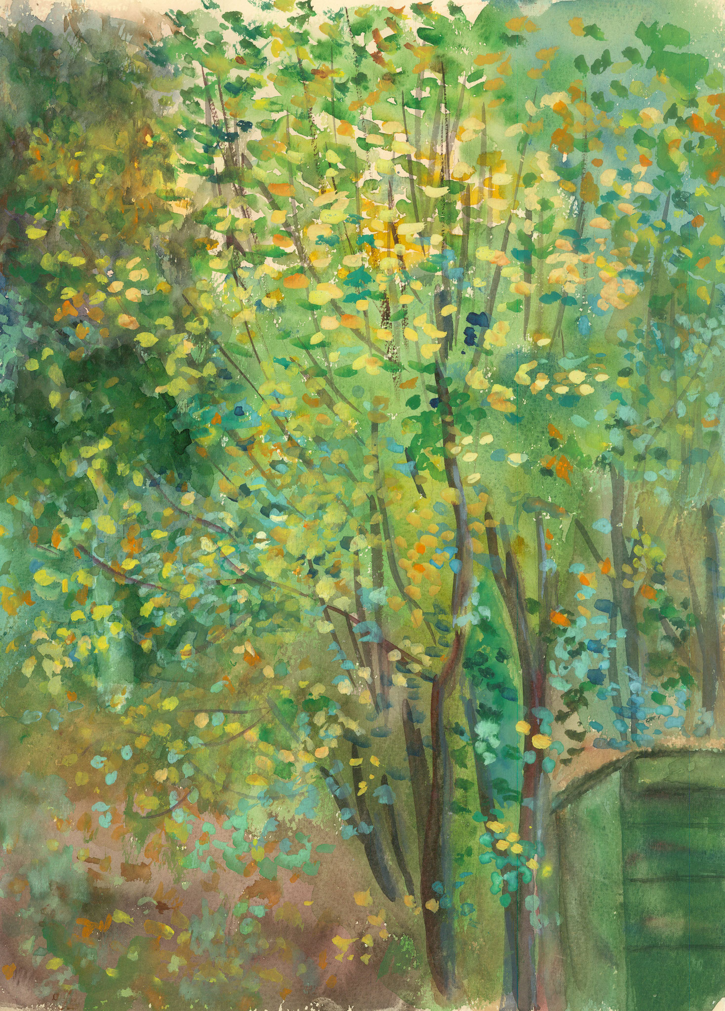 View from my window. 1973. Shuvalovo. Paper, water color.