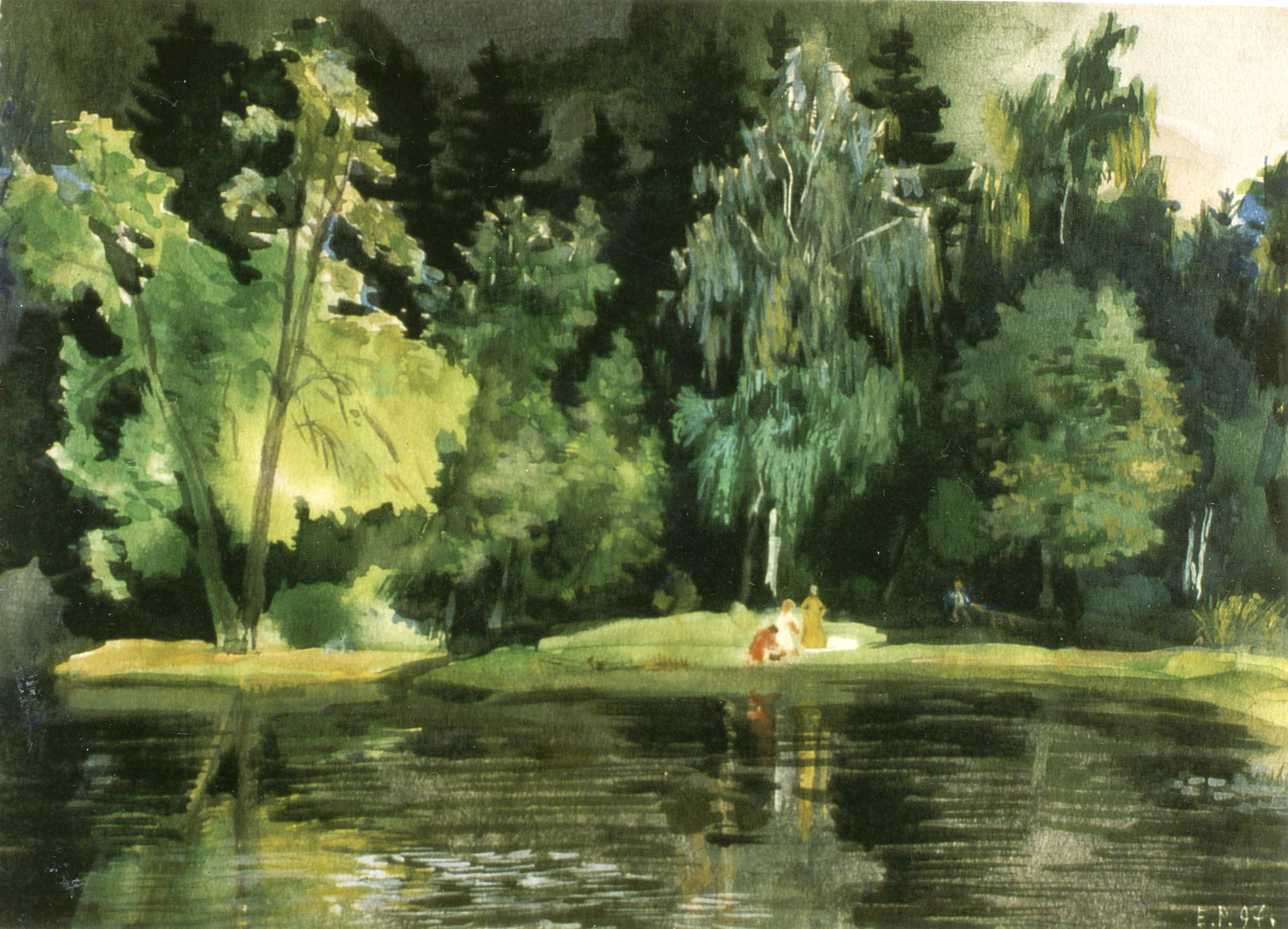 Am Teich in Schuvalovo. 1997. Papier, Aquarell.