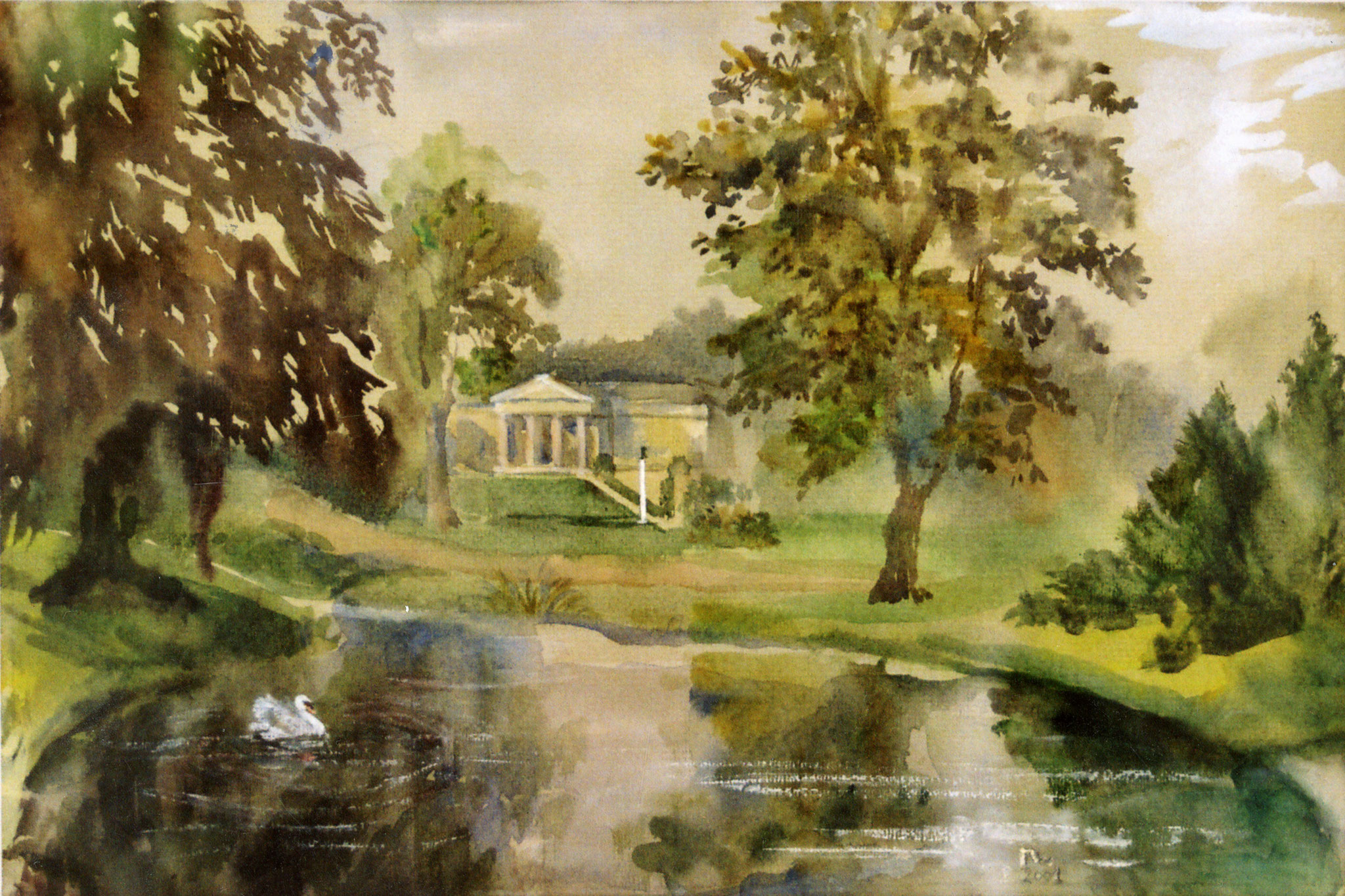 Morning in Charlottenhof. 2001.  Tinted paper, water color, white.