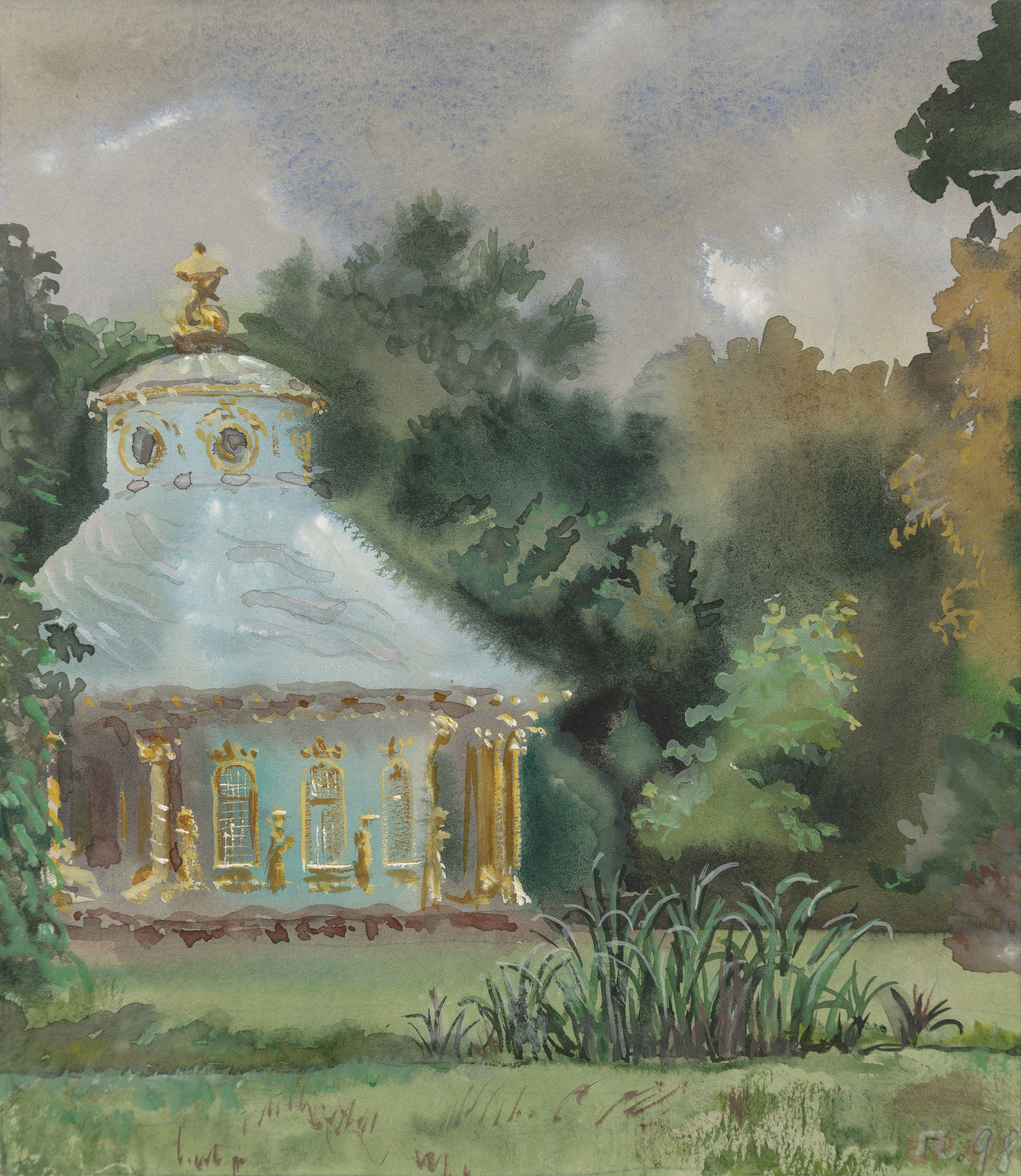 The Chinese Tee House in Sanssouci. 1998. Paper, water color, white.
