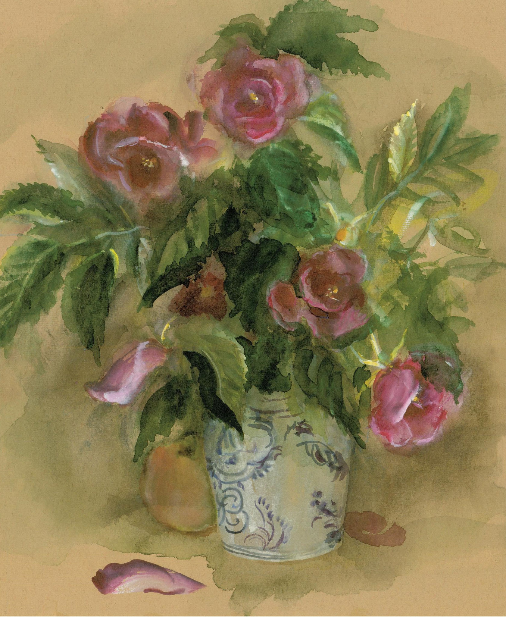 Flowers. 2017. Tinted paper, water color, white.