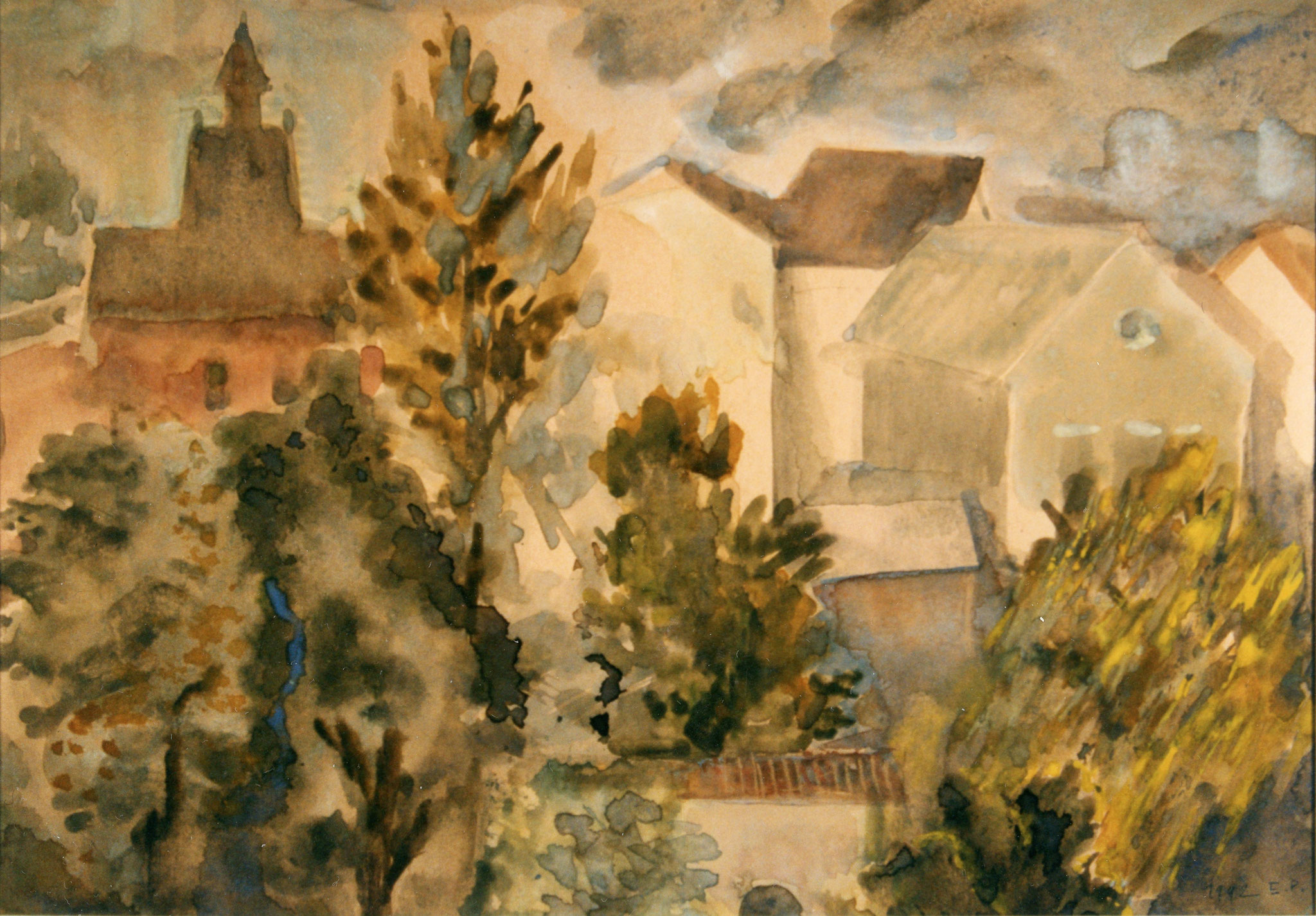 Berlin bei Abendlicht. 1992. Papier, Aquarell.