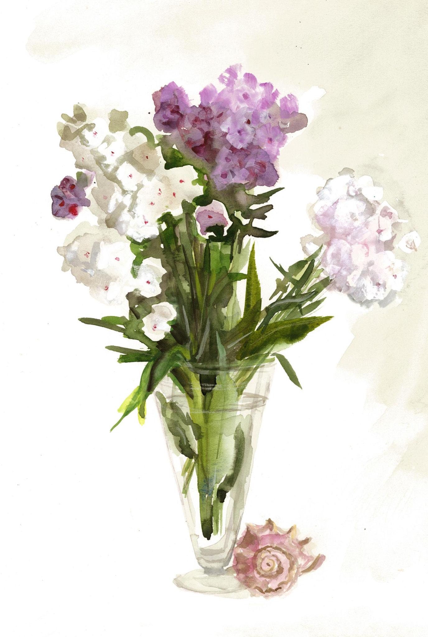 Phlox. 2017. Tinted paper, water color, white.