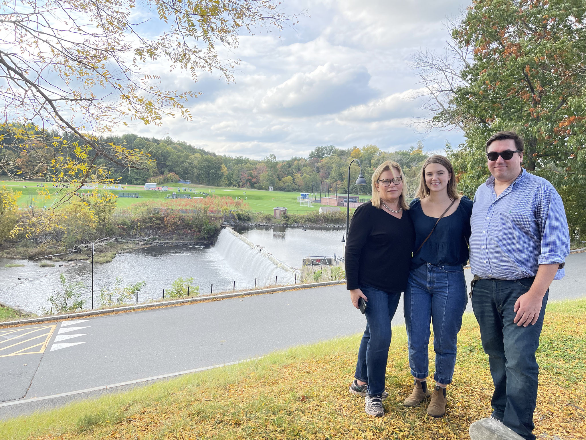 Celeste, Kate, & Greg Wagner, Oct. 2021 by Paradise Pond, Smith College