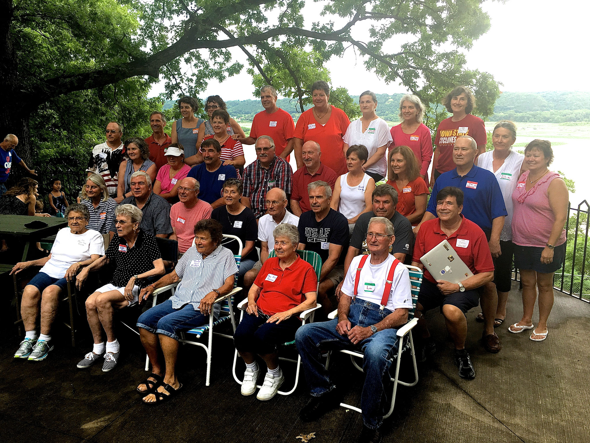 Front:  Mary Lou, Helen, Dorothy, Mary Ann, Leo.  Row2:  Kathy, Steve, Thomas, Cindy, Lynn, Jim, Ron, John.  Row3:  Tony, Jane, Diane, Paul, Dan, Terry, Donna, Carol, Tim.  Row4: George, Nancy, Tracy, Tammy, Dave, Kathy, Mary, Susan, Ann, Dianne, Trudy. 