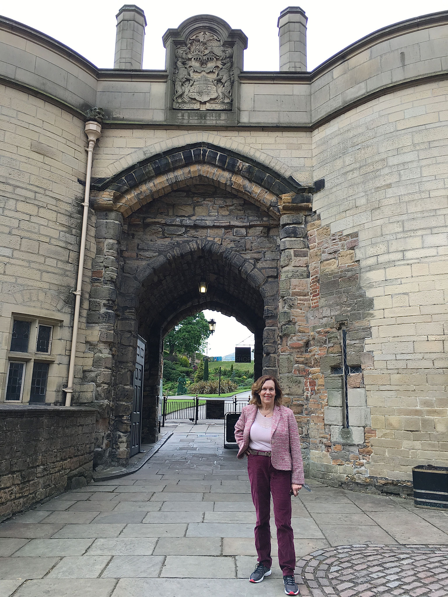 Lorraine Gudas in front of Nottingham Castle