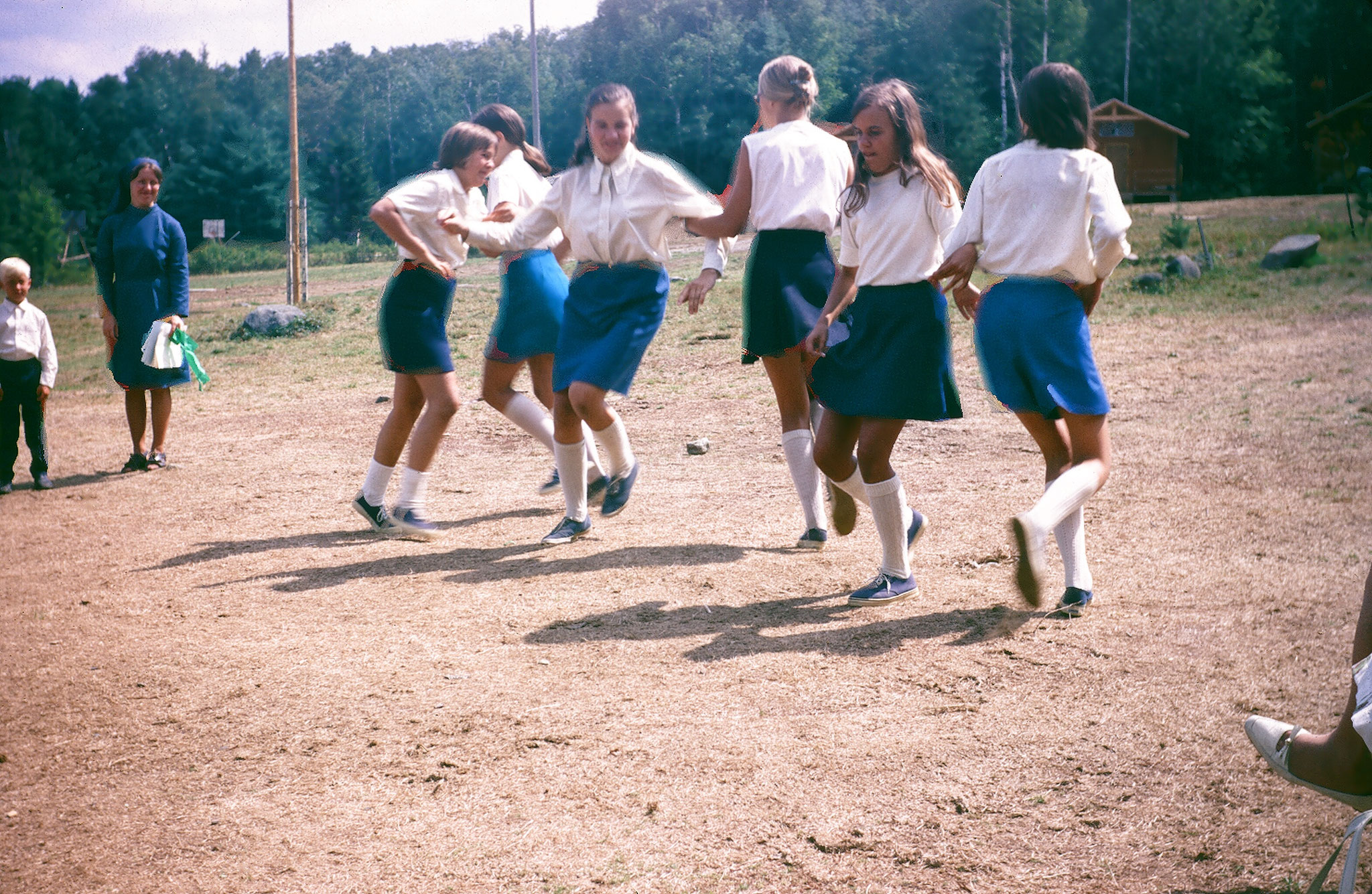 Lithuanian Camp Neringa, doing a Lithuanian folk dance