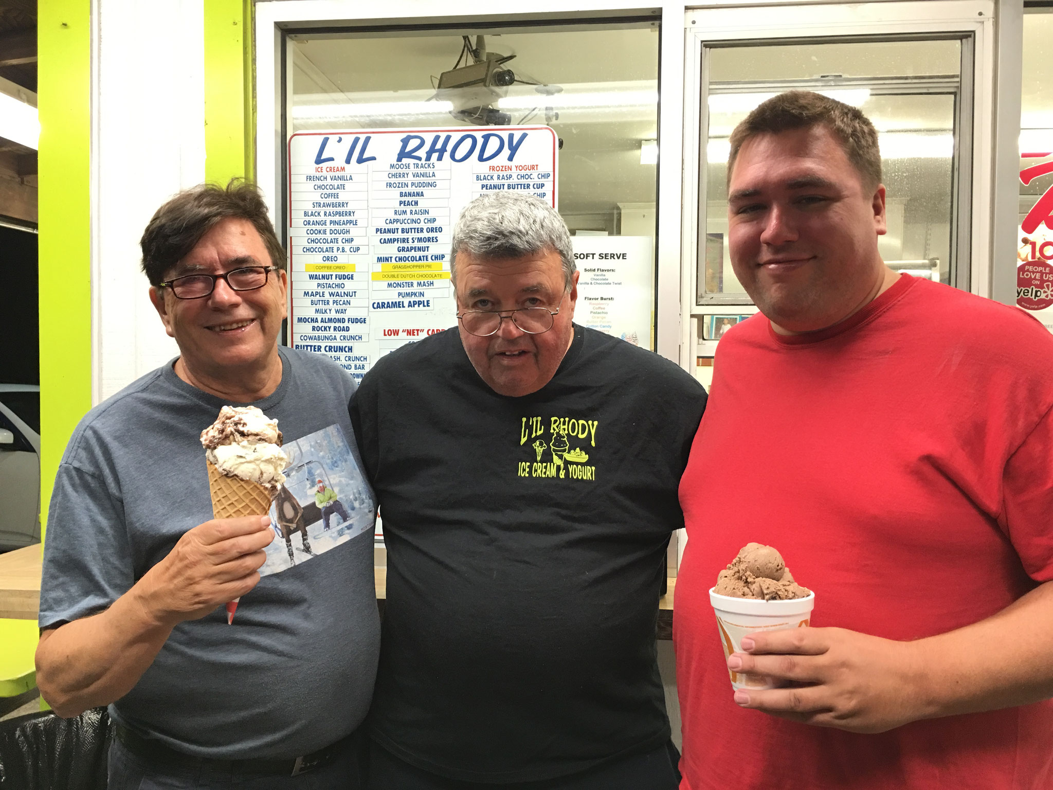 John Wagner, Bill, & Greg Wagner at Lil Rhody's Ice Cream the next day