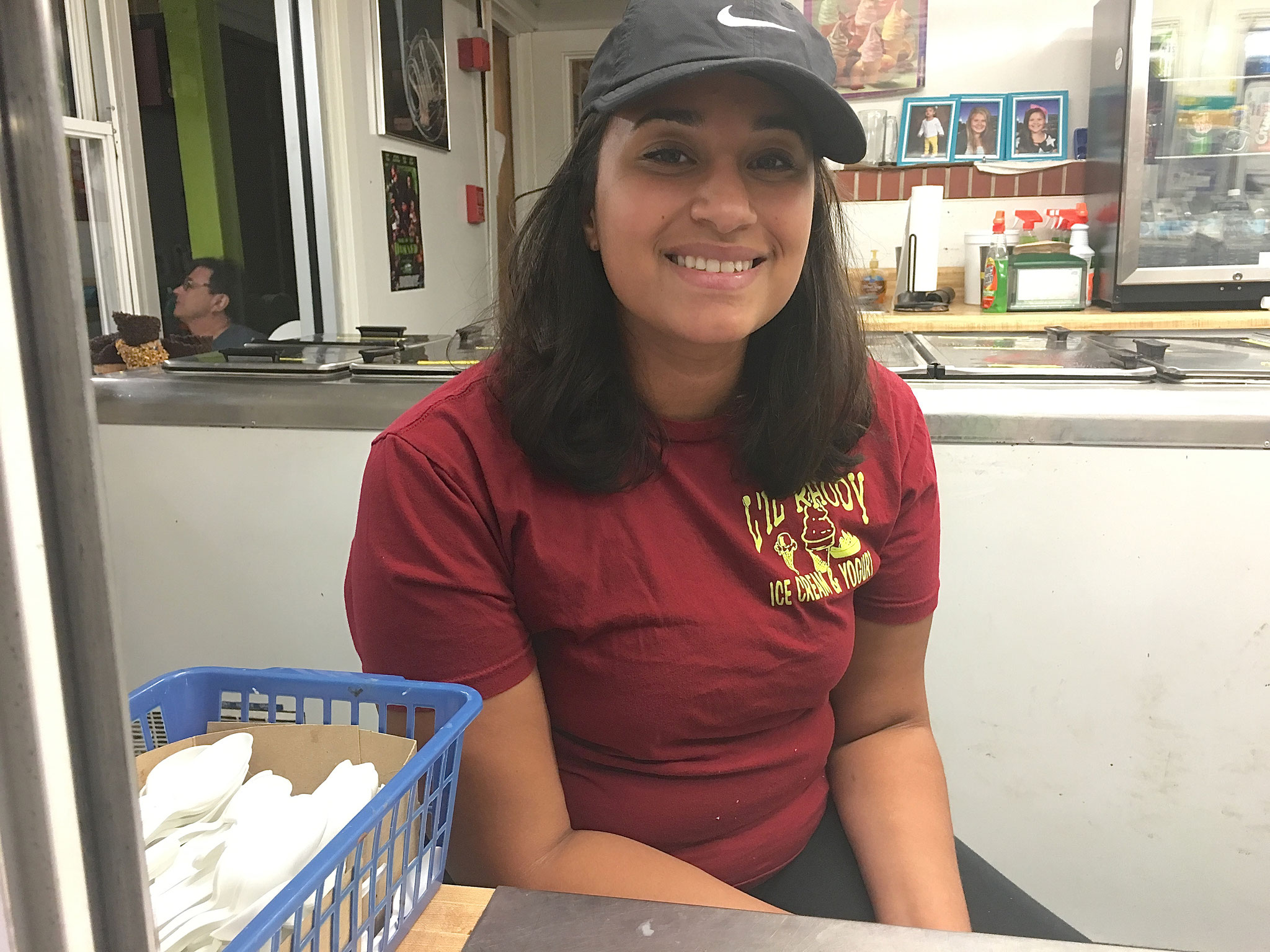 Yolanda's daughter Elizabeth working at the ice cream stand