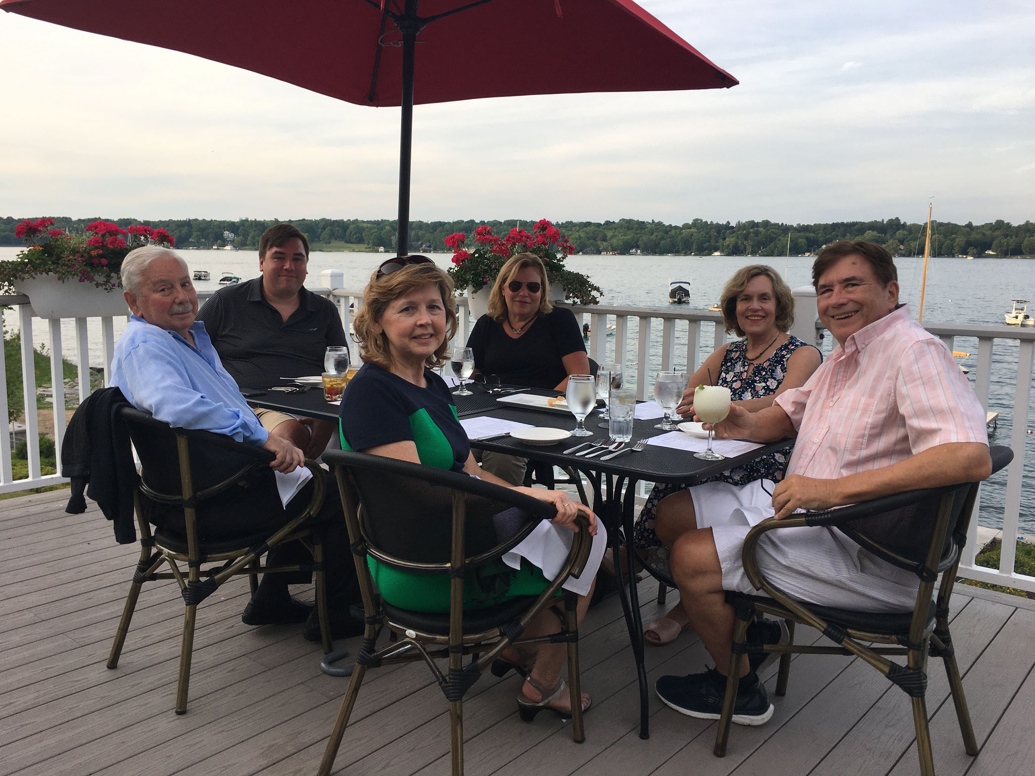 Don Fischman, Greg, Barbara, Celeste, Lorraine & John at the Skaneateles Country Club, 7-2020