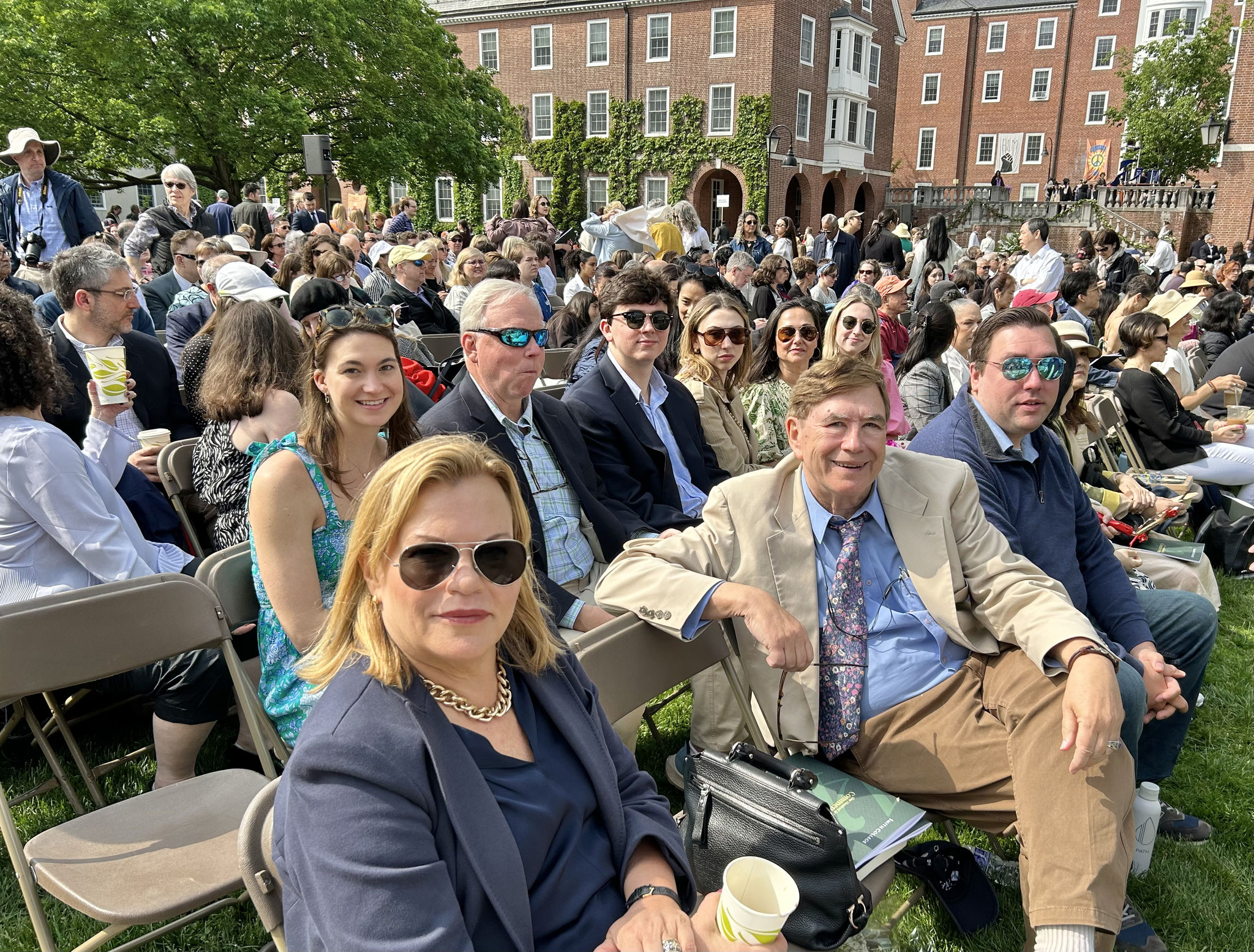 Ellie, Stuart, Stuart 3d, Gabby, Allie & Emma; front, Celeste, John, and Greg at Kate's Smith College graduation May 21, 2023 