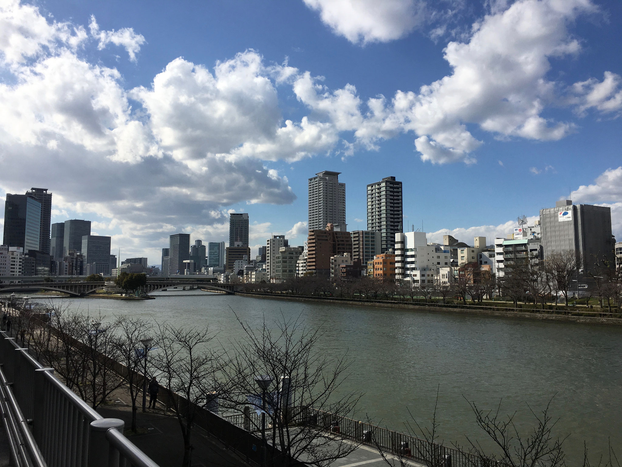 View of one of the two rivers in Osaka.