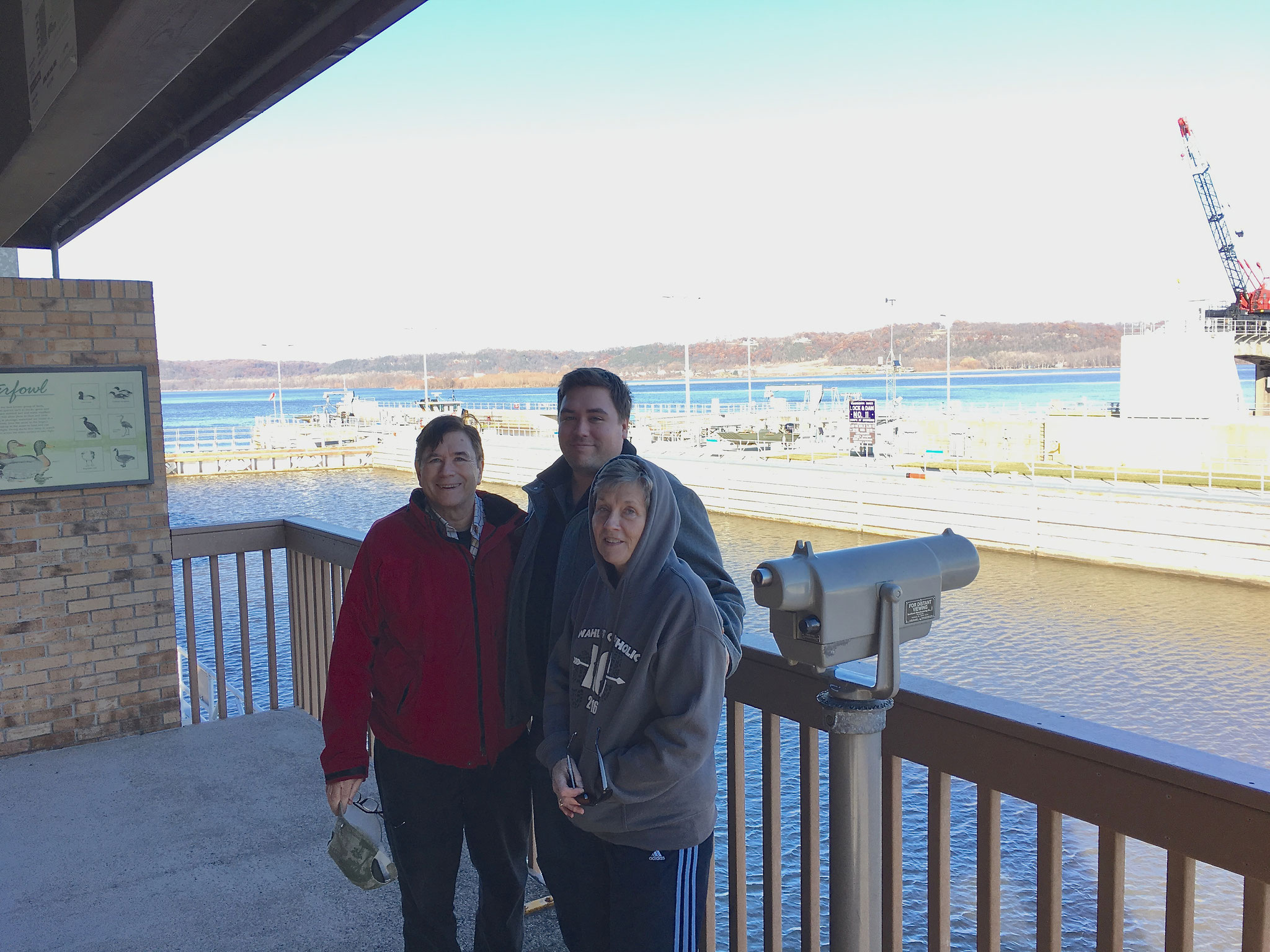 John, Greg & Cindy at lock #11 on the Mississippi River