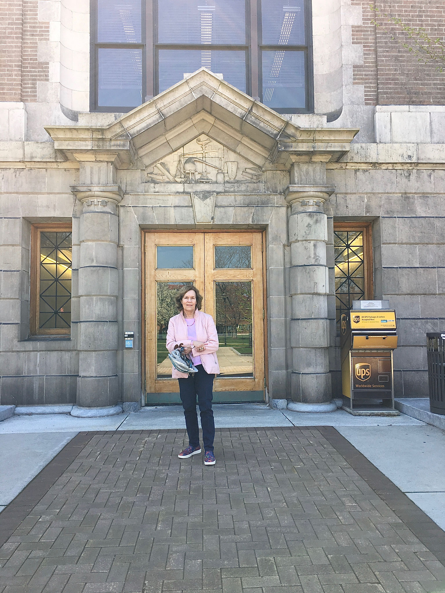 Lorraine in front of Chemistry Bldg, Syracuse Univ. May, 2020