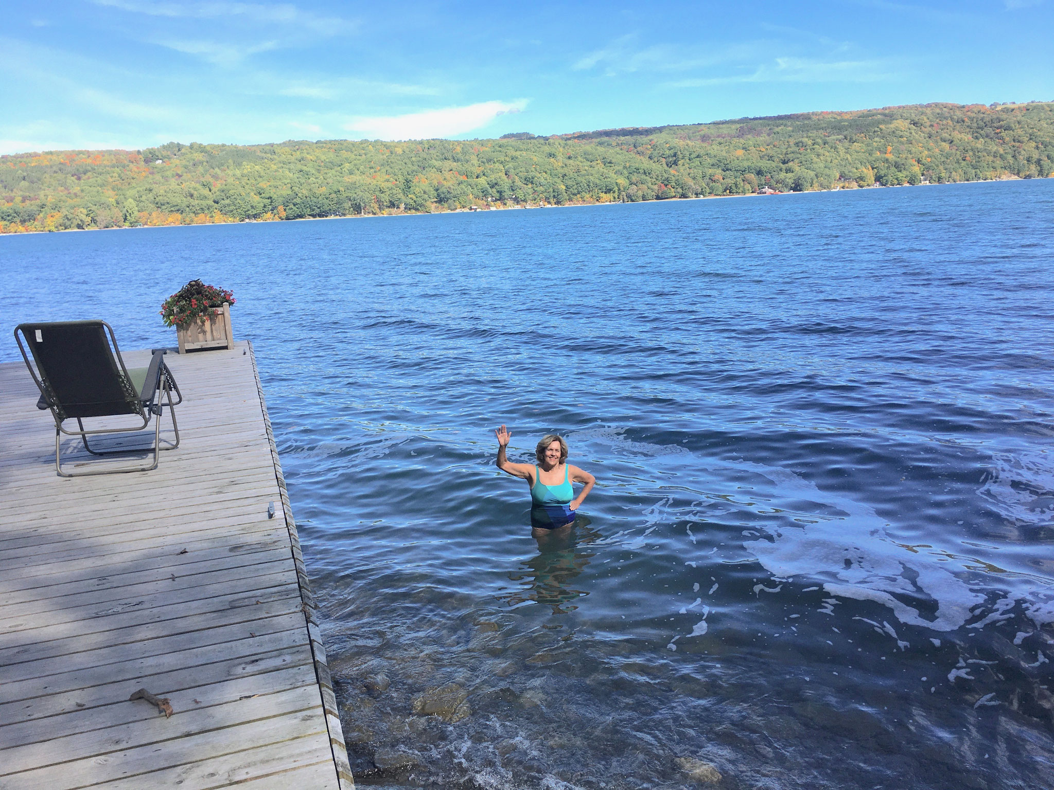 swimming in Skaneateles Lake, 9-27 and 9-29-20! Chilly but nice!!